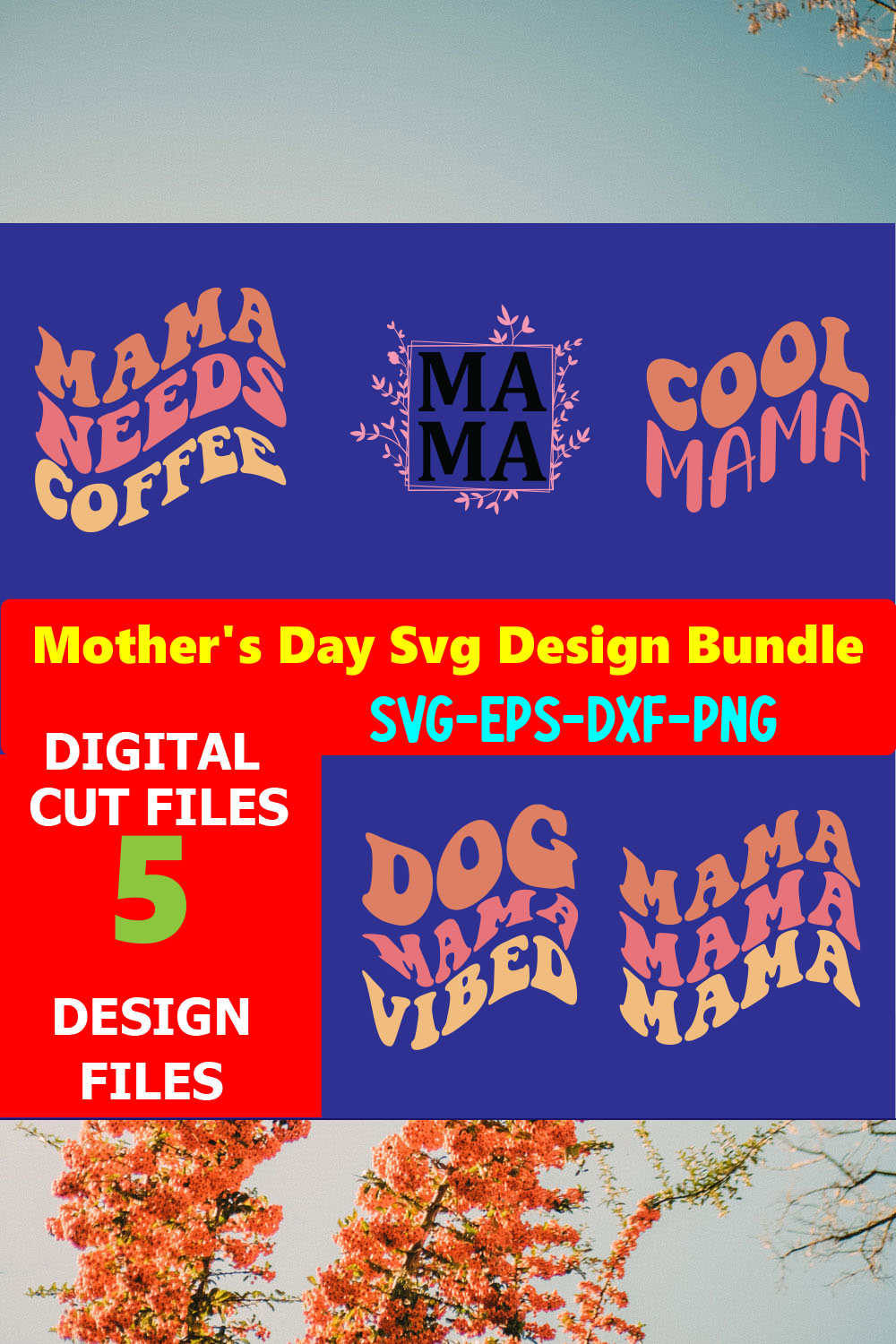 Mom SVG T-shirt Design Bundle Volume-12 pinterest preview image.