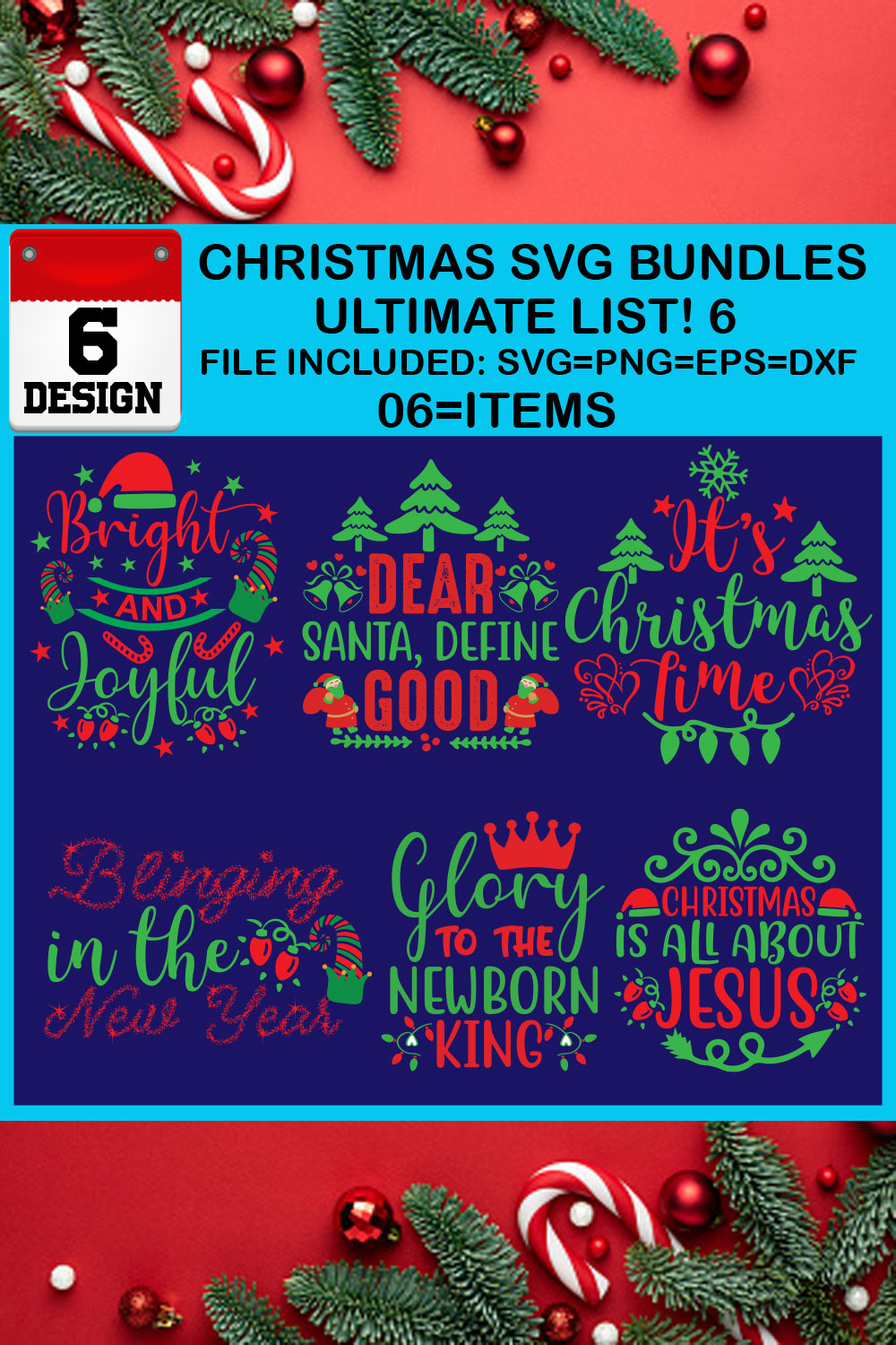 Ultimate List! 6 Christmas SVG Free Bundles pinterest preview image.