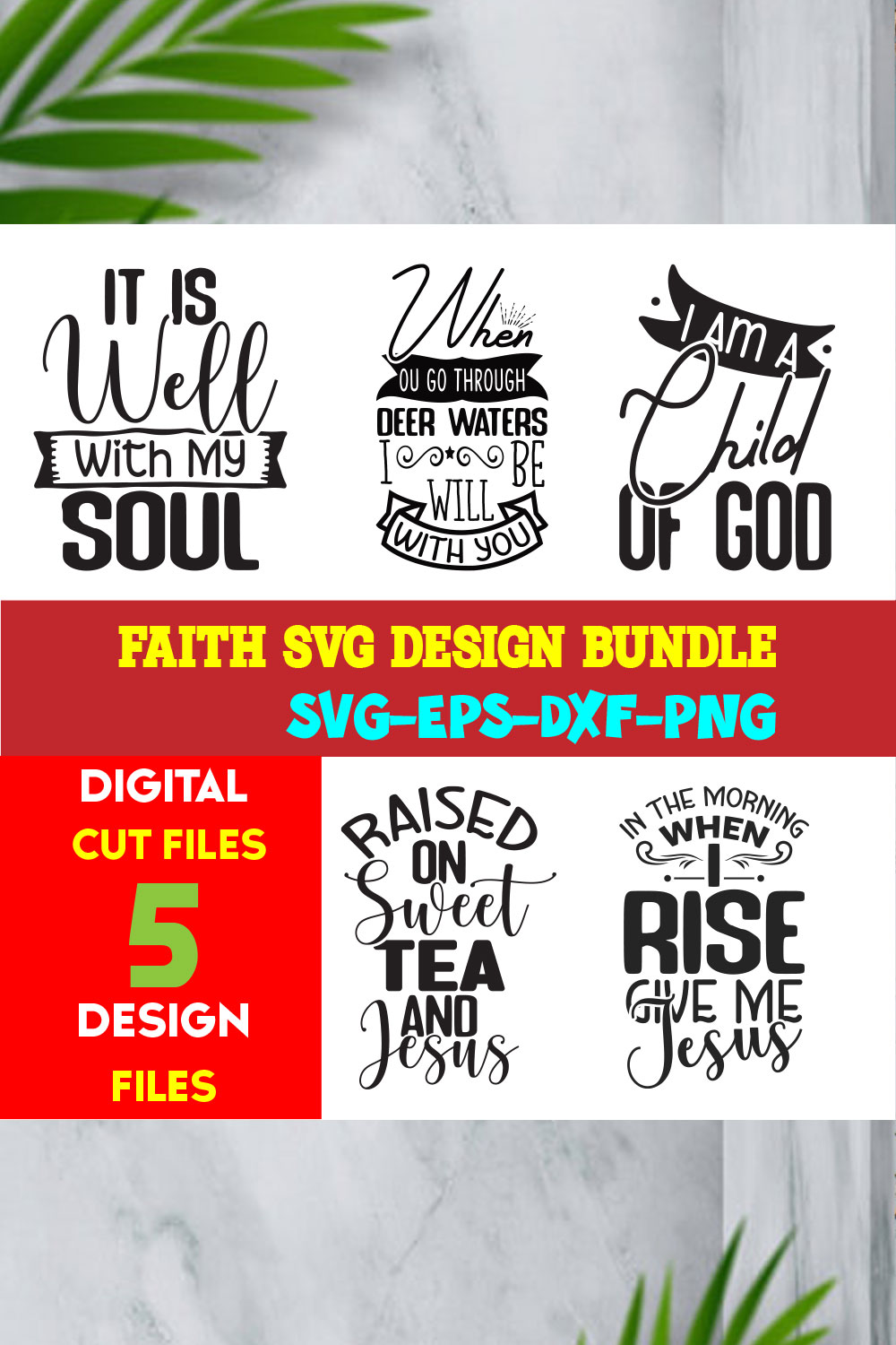 Faith T-shirt Design Bundle Volume-03 pinterest preview image.