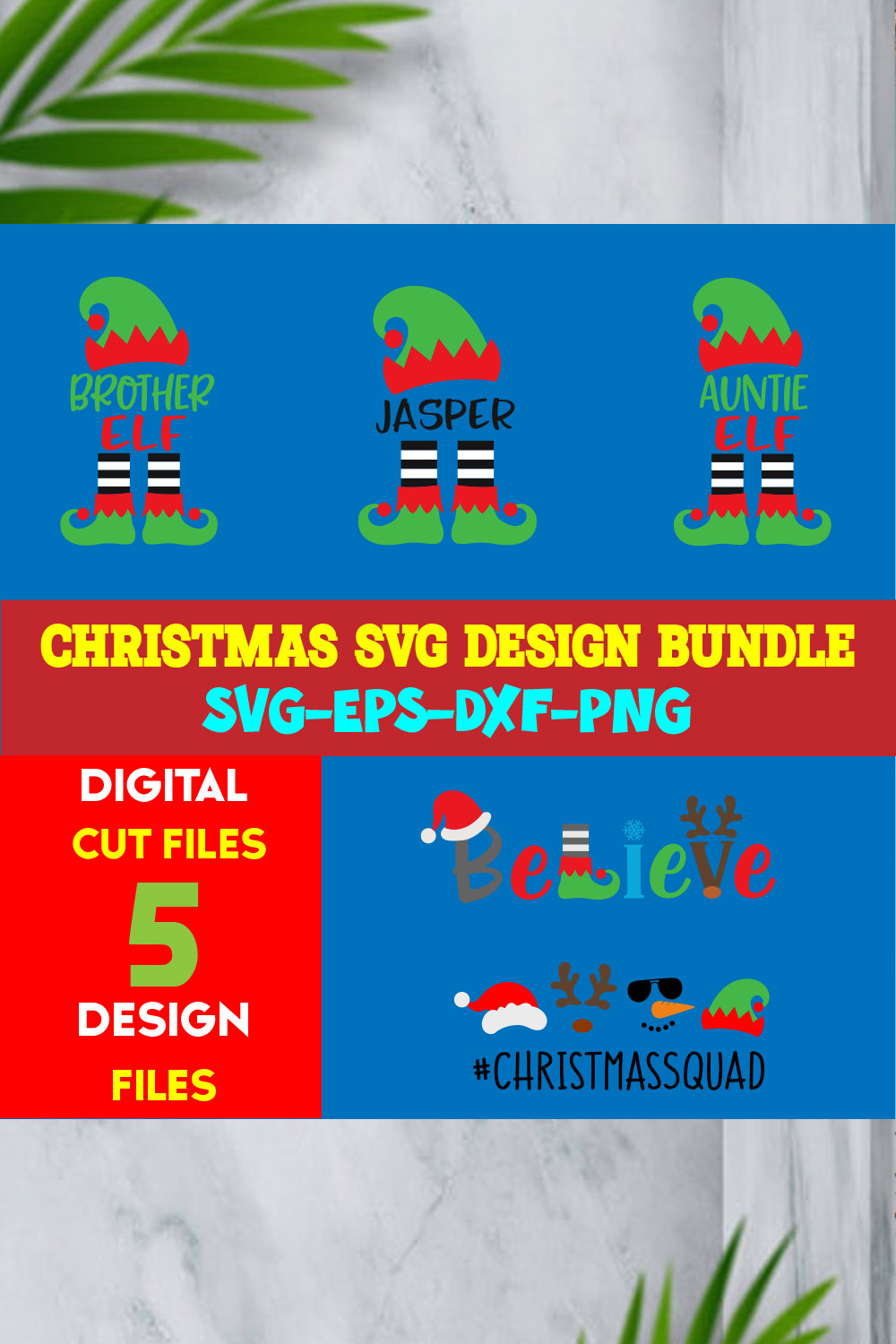 Christmas T-shirt Design SVG Bundle Free Volume-56 pinterest preview image.