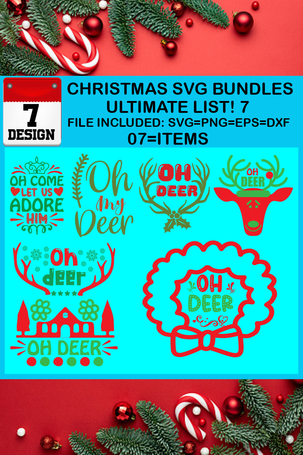 Free Ultimate List! 7 Christmas SVG Bundles pinterest preview image.