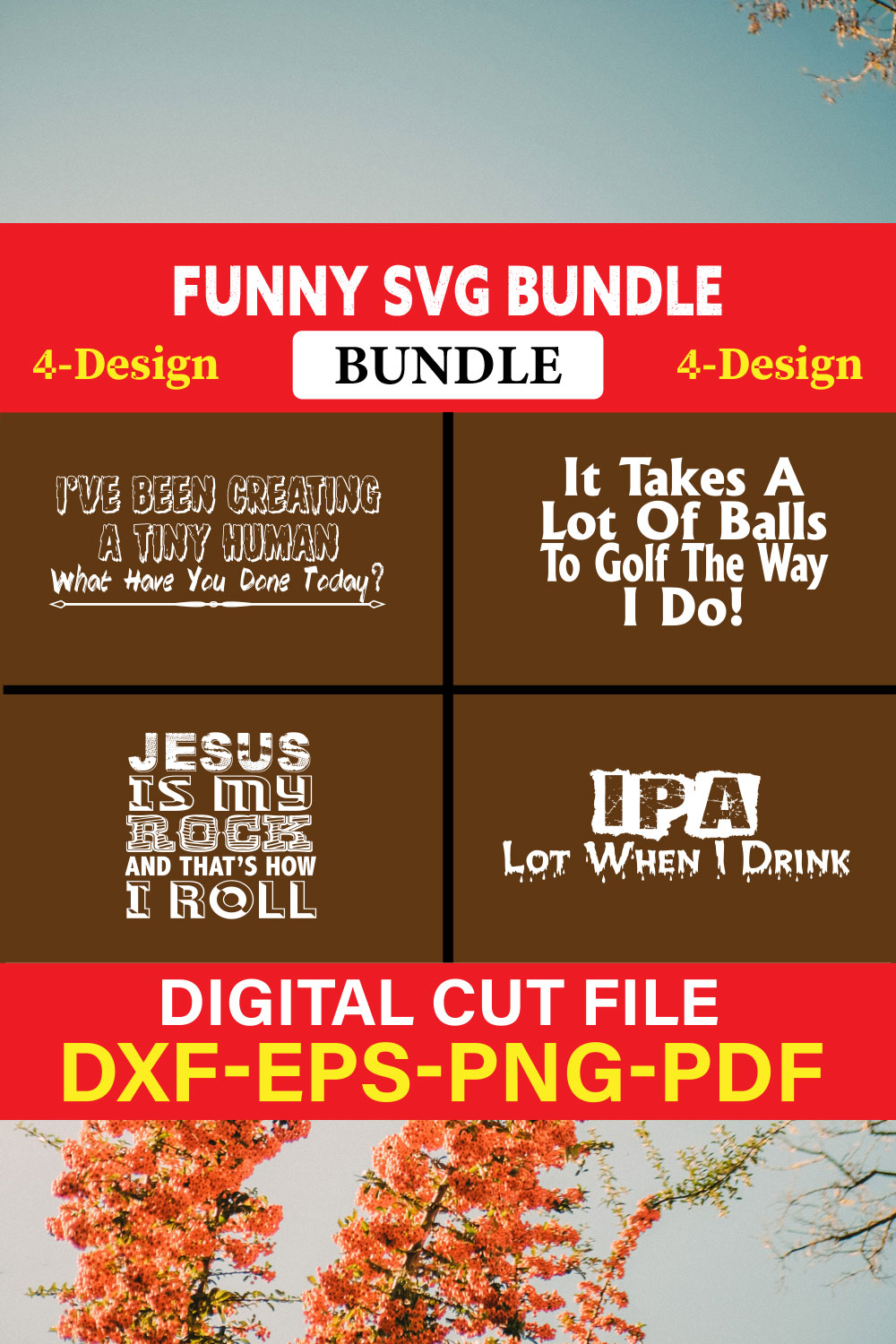 Funny SVG T-shirt Design Bundle Vol-44 pinterest preview image.