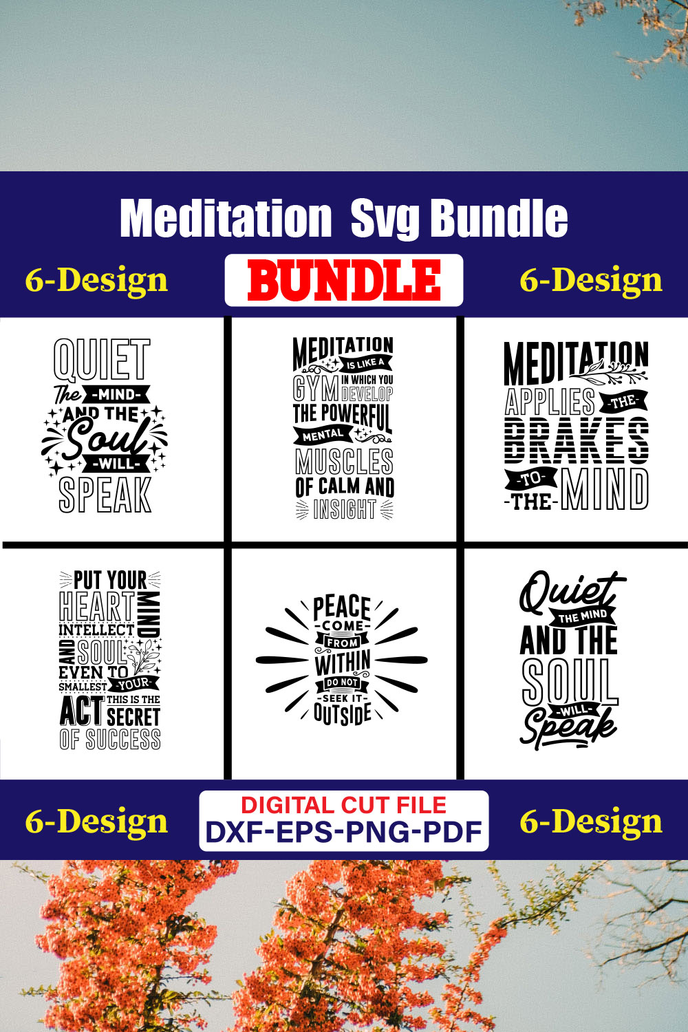 Meditation SVG T-shirt Design Bundle Vol-02 pinterest preview image.