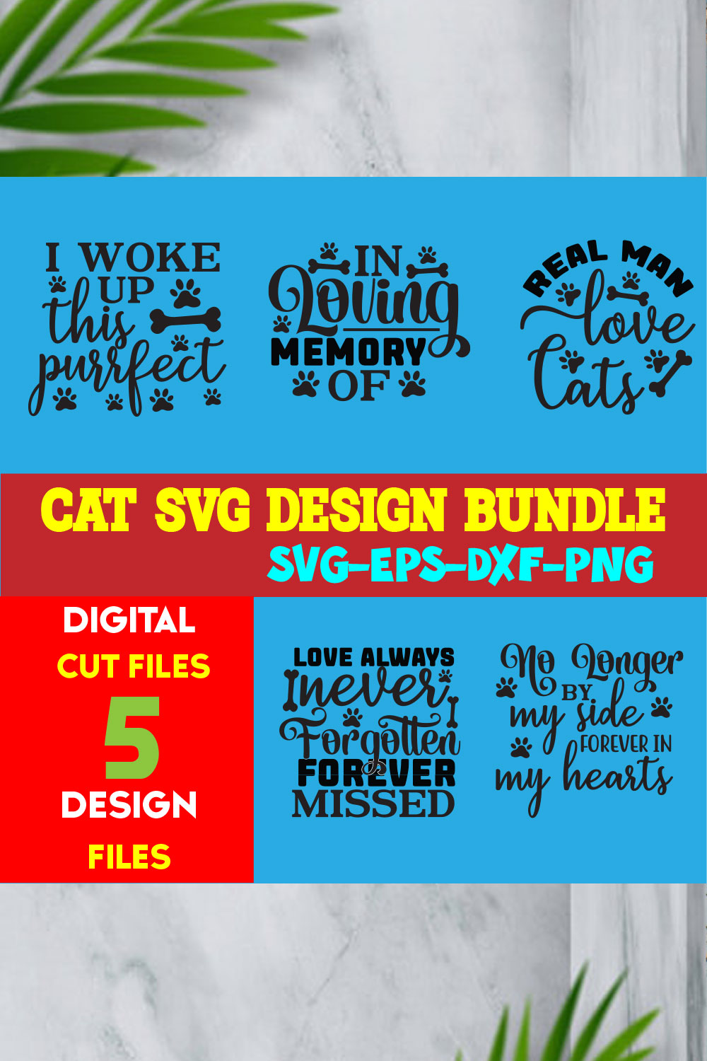 Cat T-shirt Design Bundle Volume-10 pinterest preview image.