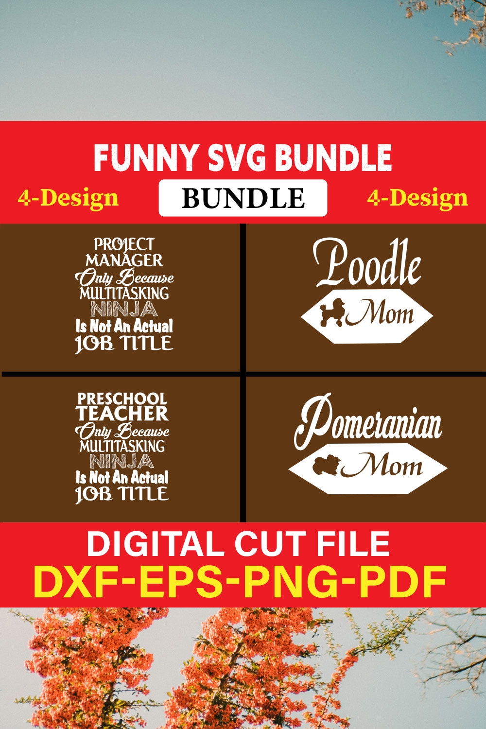 Funny SVG T-shirt Design Bundle Vol-28 pinterest preview image.