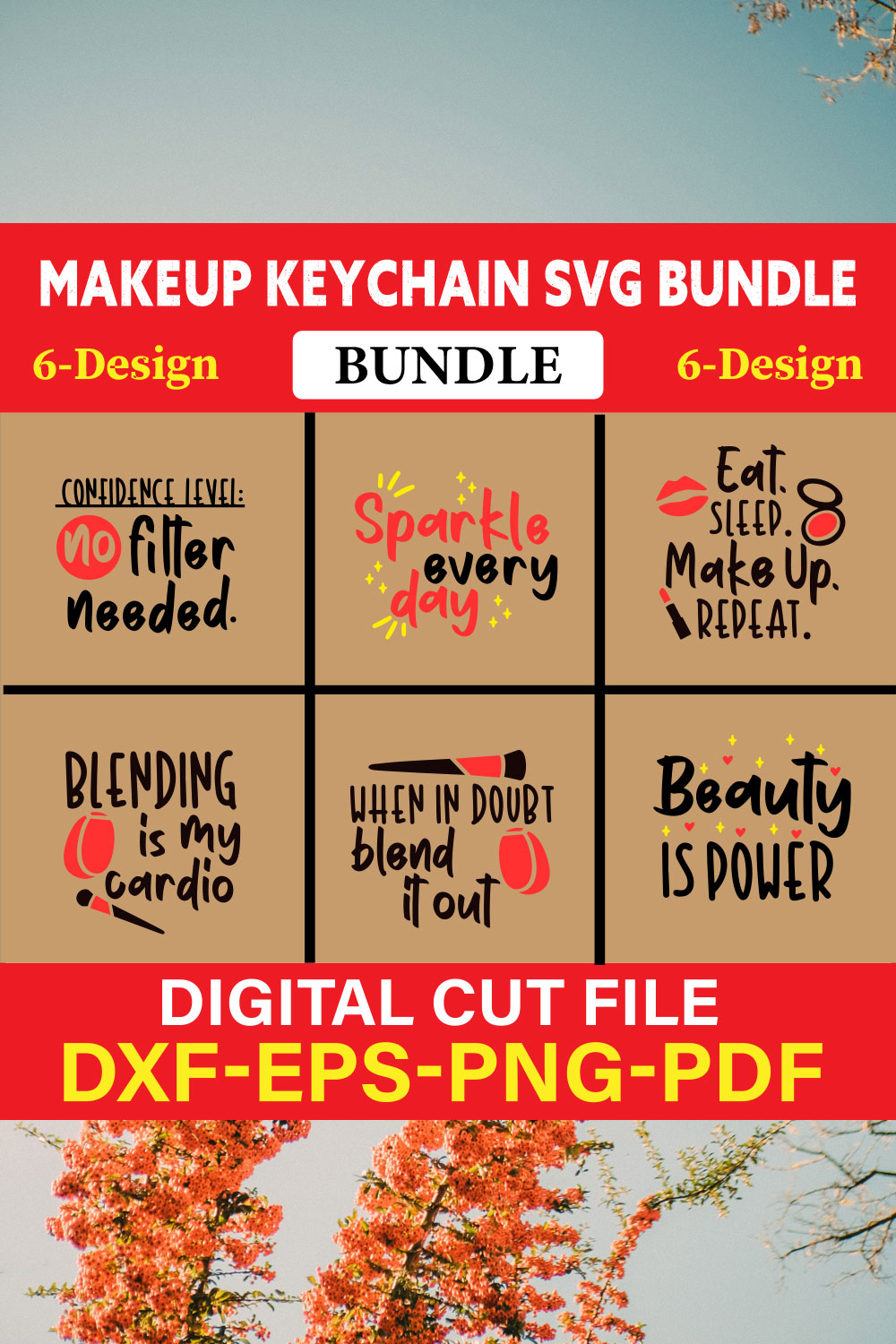 Makeup keychain T-shirt Design Bundle Vol-3 pinterest preview image.