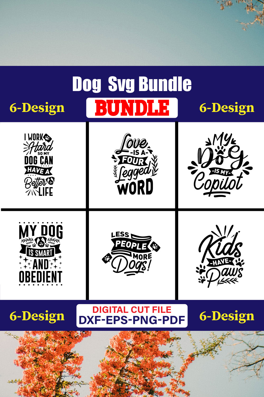 Dog SVG T-shirt Design Bundle Vol-22 pinterest preview image.