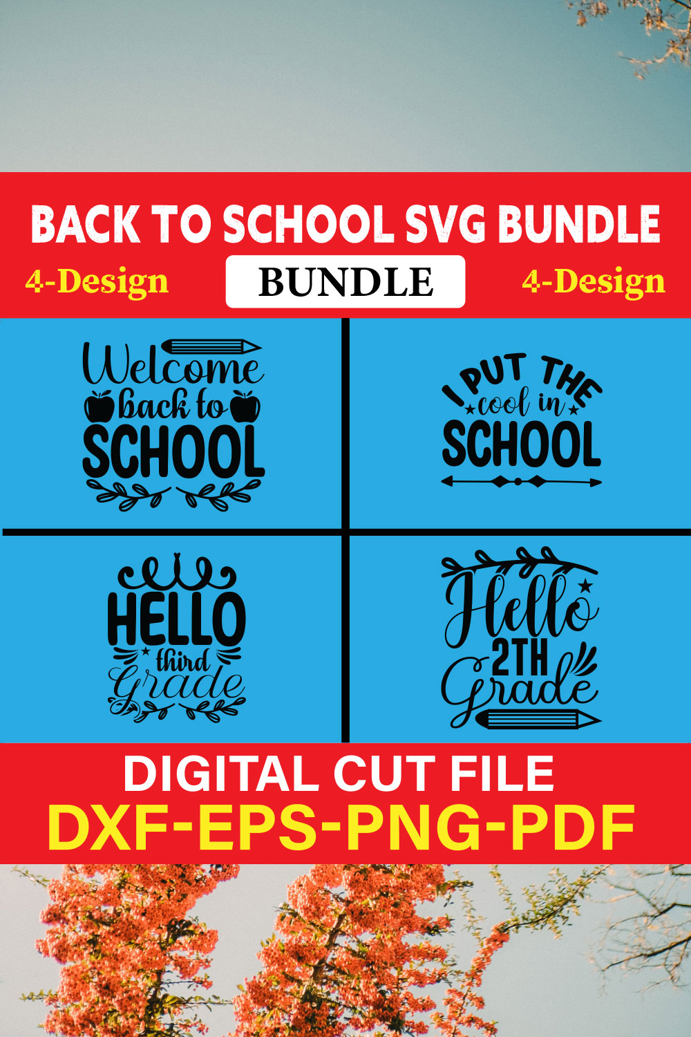 Back To School T-shirt Design Bundle Vol-12 pinterest preview image.