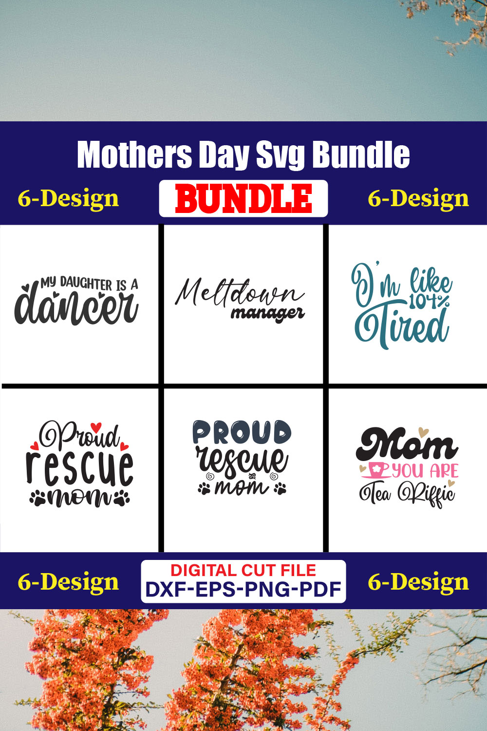 Mothers Day SVG Bundle, Mom life svg, Mama svg, Funny Mom Svg, Blessed mama svg, Mom of boys girls svg-Vol-141 pinterest preview image.