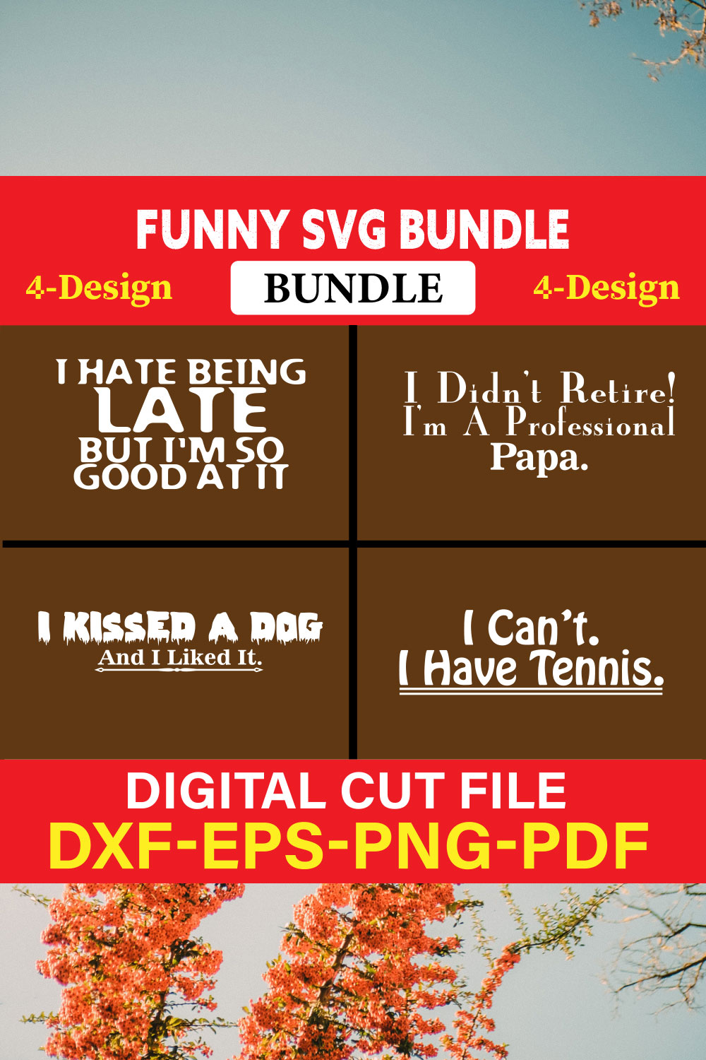 Funny SVG T-shirt Design Bundle Vol-39 pinterest preview image.