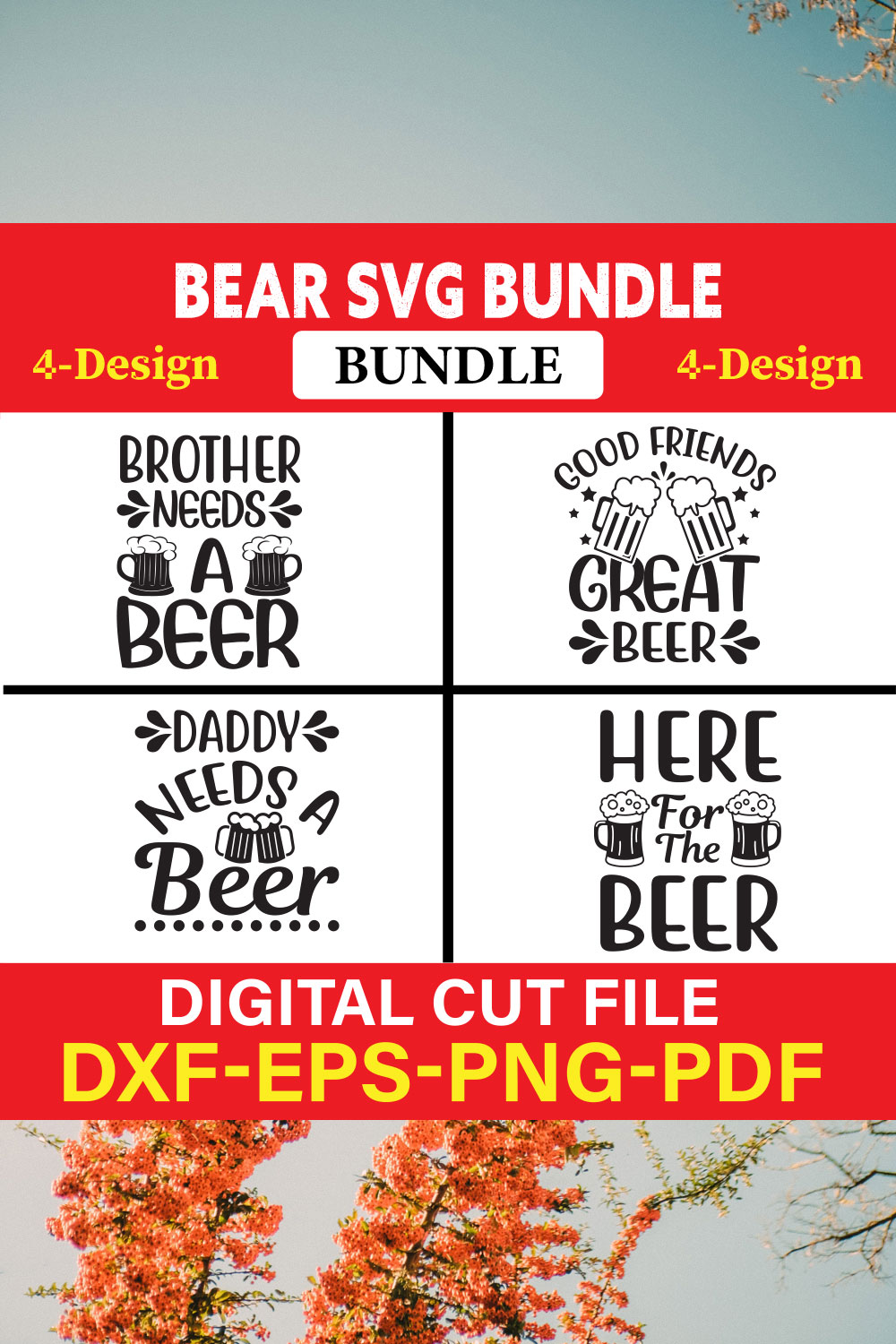 Bear T-shirt Design Bundle Vol-2 pinterest preview image.