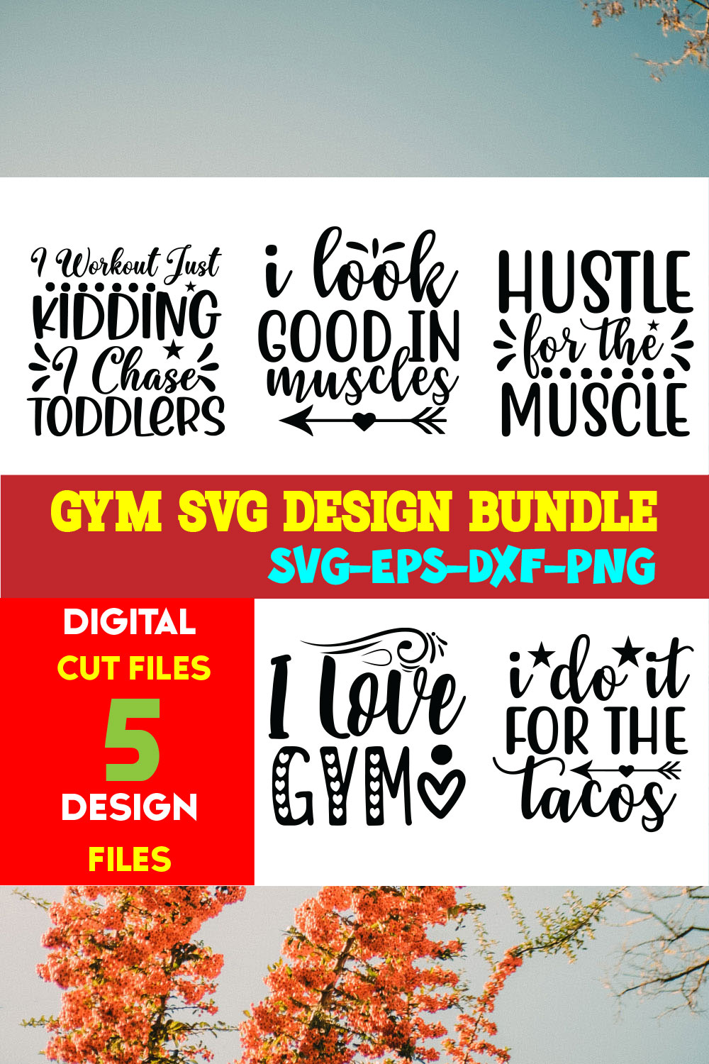 Gym T-shirt Design Bundle Volume-04 pinterest preview image.