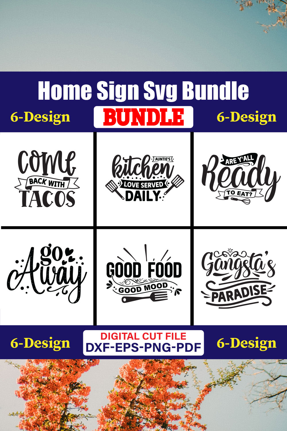 Home Sign SVG T-shirt Design Bundle Vol-01 pinterest preview image.