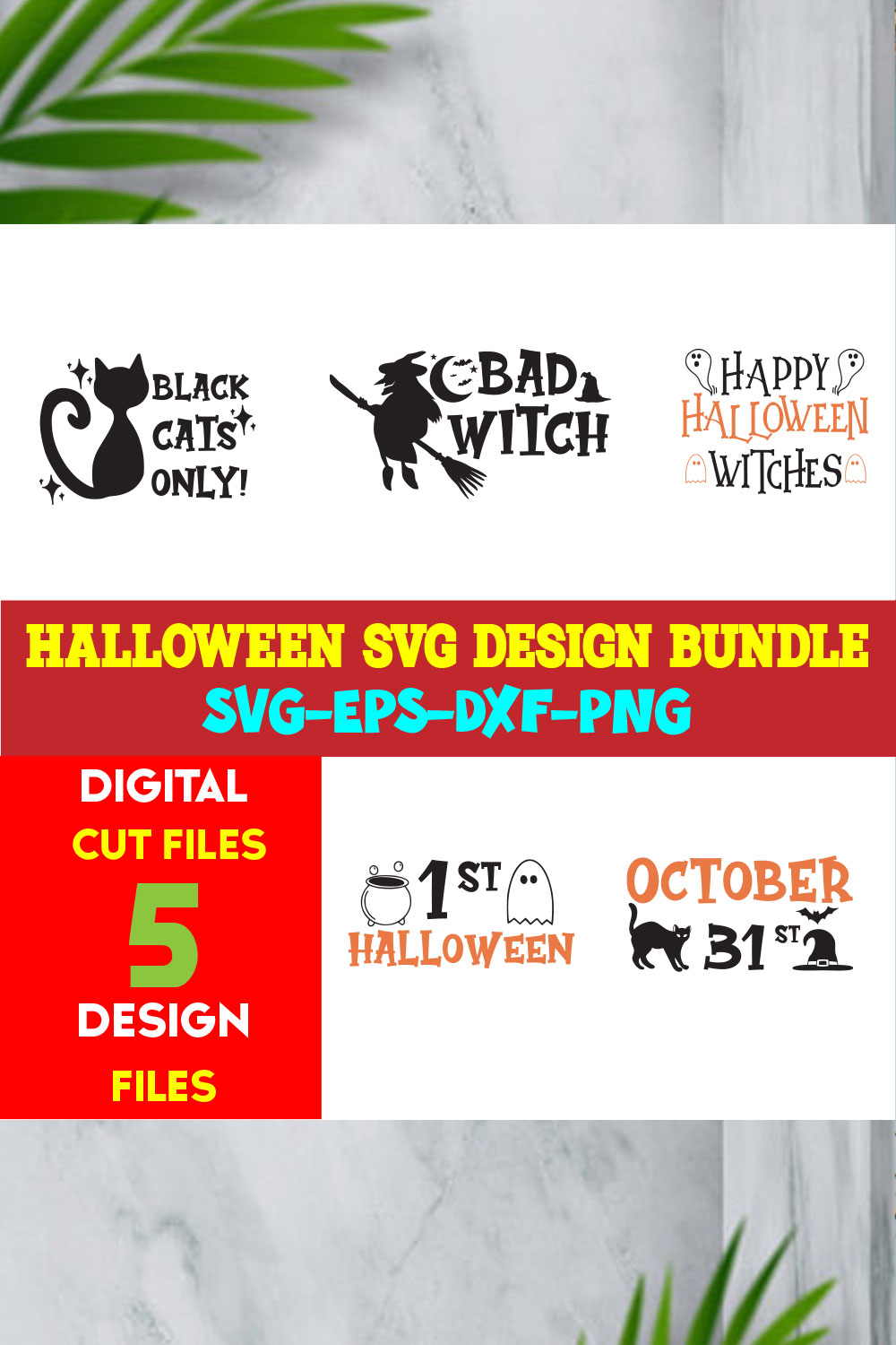 Halloween T-shirt Design Bundle Volume-03 pinterest preview image.