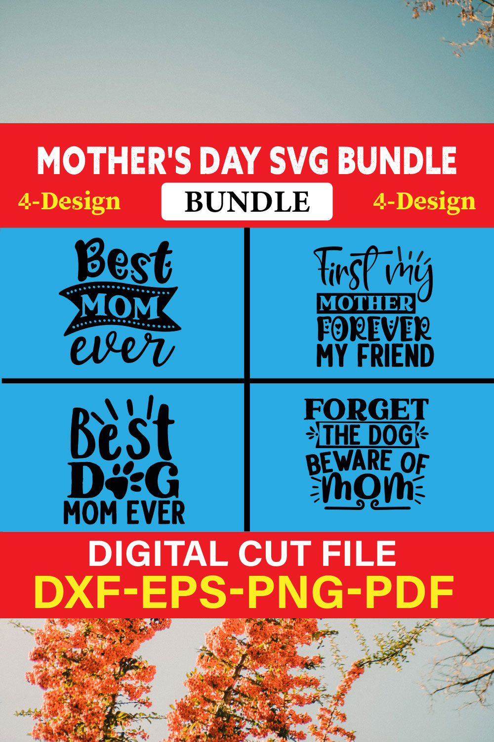 Mother's Day SVG T-shirt Design Bundle Vol-47 pinterest preview image.