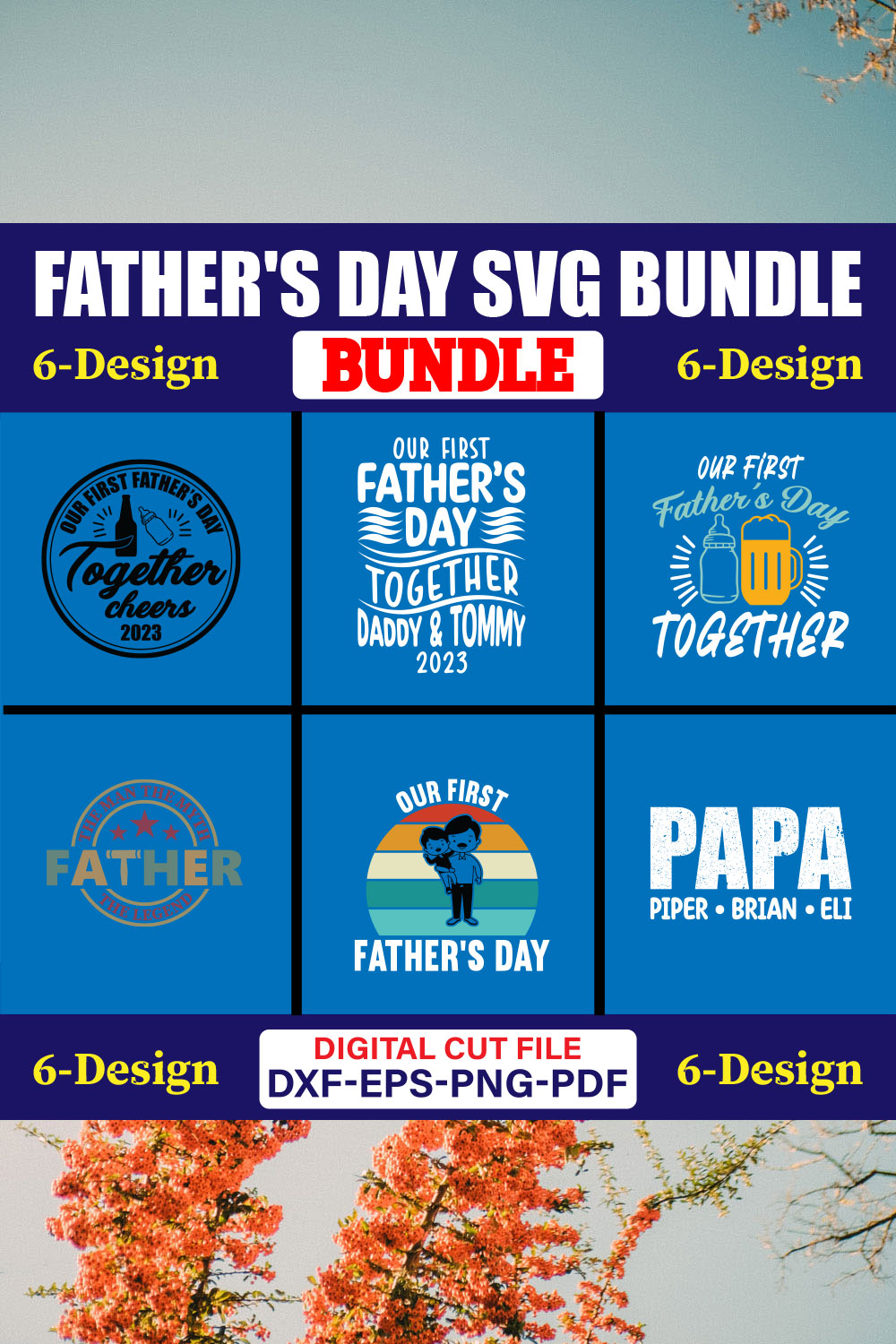 Father's Day SVG T-shirt Design Bundle Vol-28 pinterest preview image.