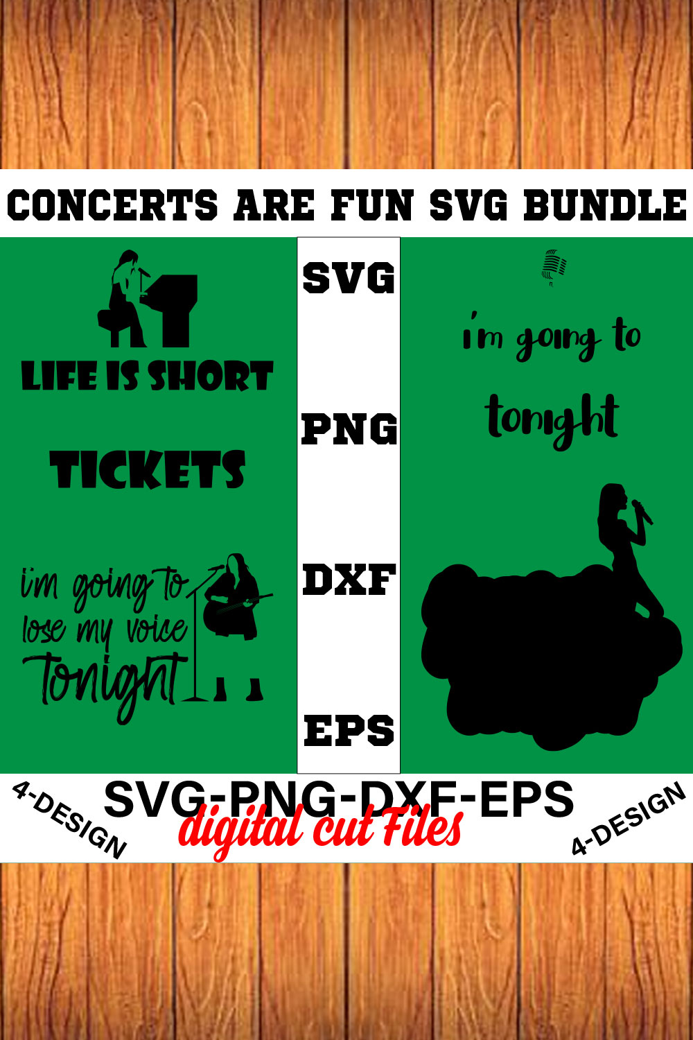 Concerts are Fun SVG T-shirt Design Bundle Volume-02 pinterest preview image.