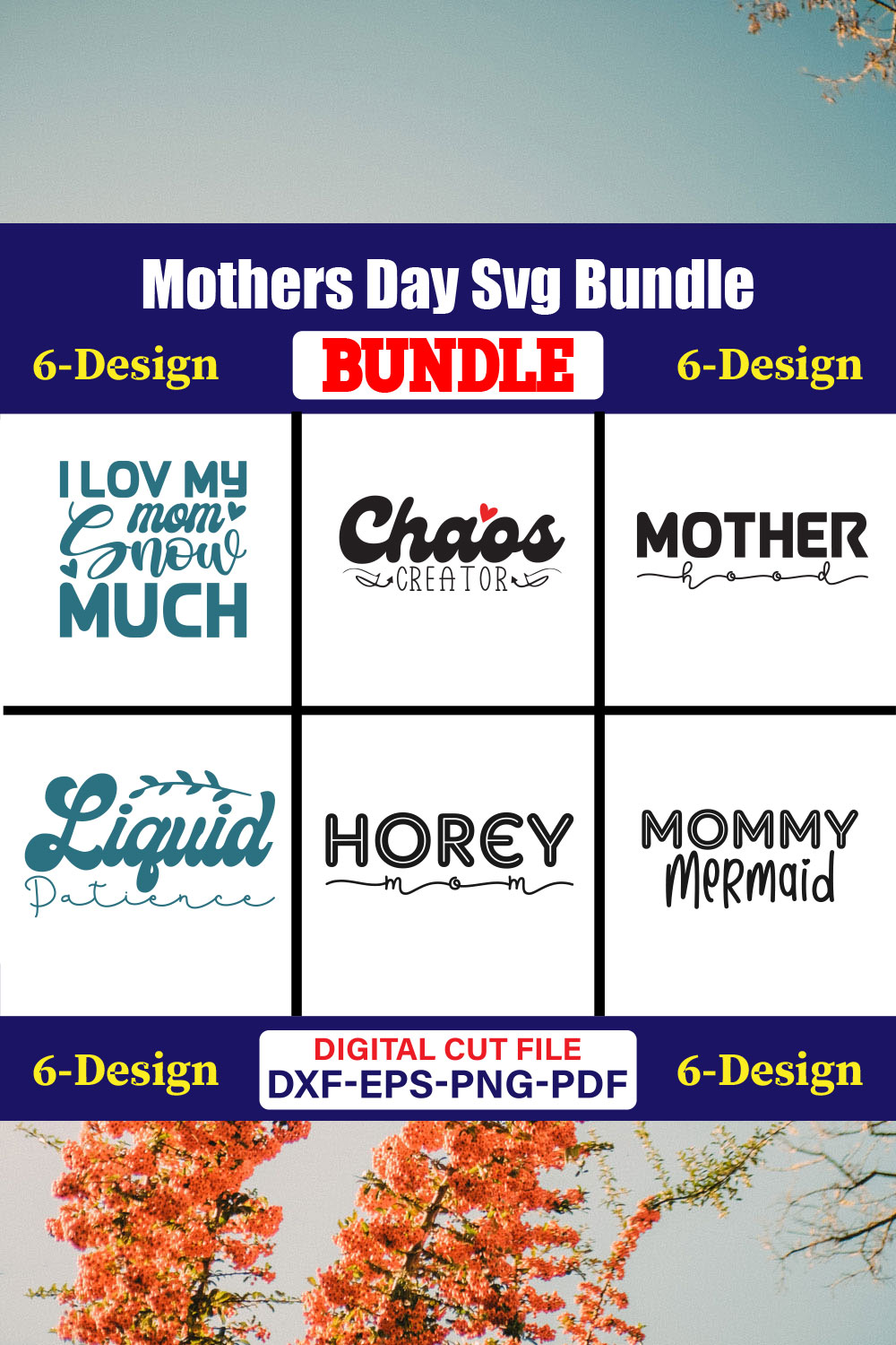 Mothers Day SVG Bundle, Mom life svg, Mama svg, Funny Mom Svg, Blessed mama svg, Mom of boys girls svg-Vol-155 pinterest preview image.