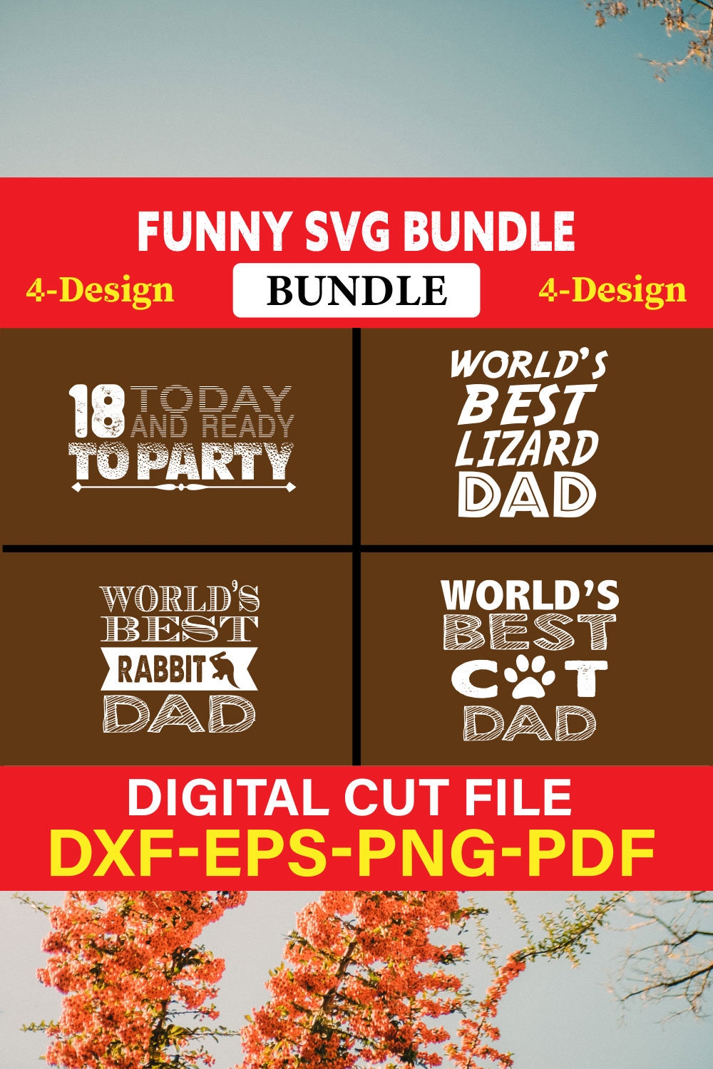 Funny SVG T-shirt Design Bundle Vol-30 pinterest preview image.