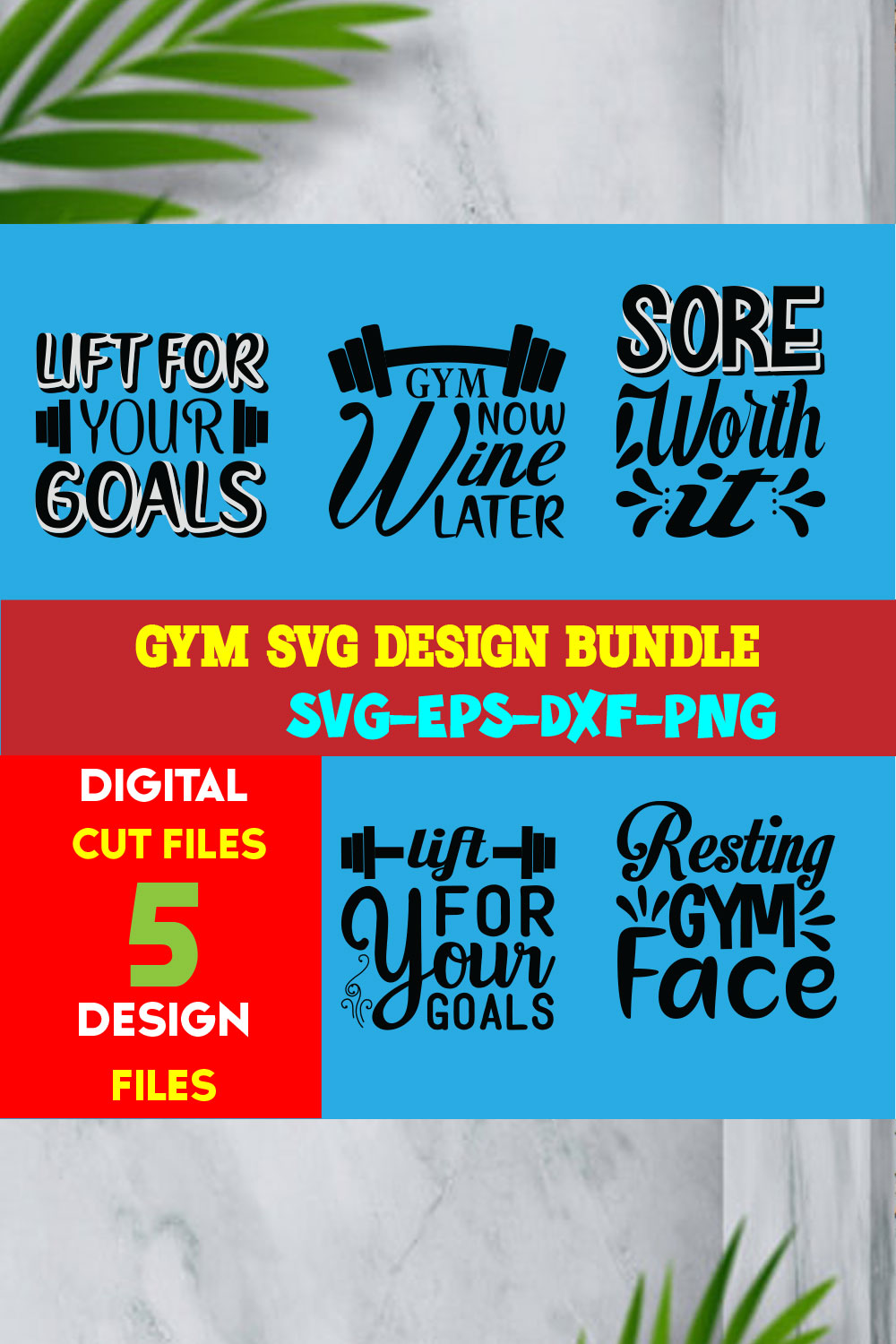 Gym T-shirt Design Bundle Volume-02 pinterest preview image.