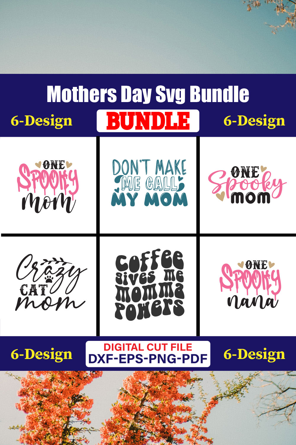 Mothers Day SVG Bundle, Mom life svg, Mama svg, Funny Mom Svg, Blessed mama svg, Mom of boys girls svg-Vol-124 pinterest preview image.