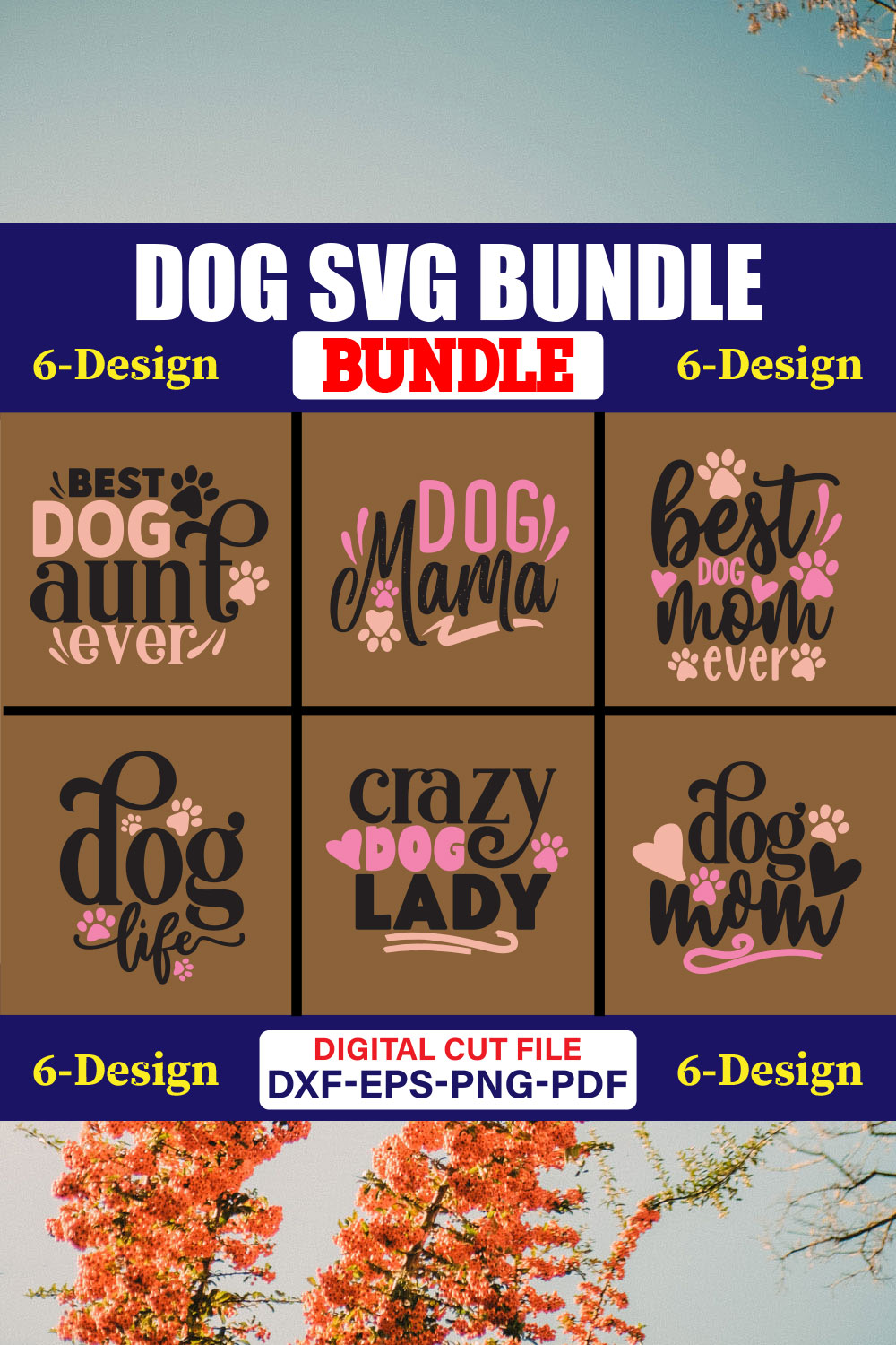 Dog SVG T-shirt Design Bundle Vol-16 pinterest preview image.