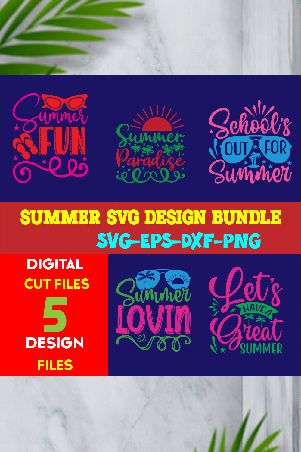 Summer T-shirt Design Bundle Volume-03 pinterest preview image.