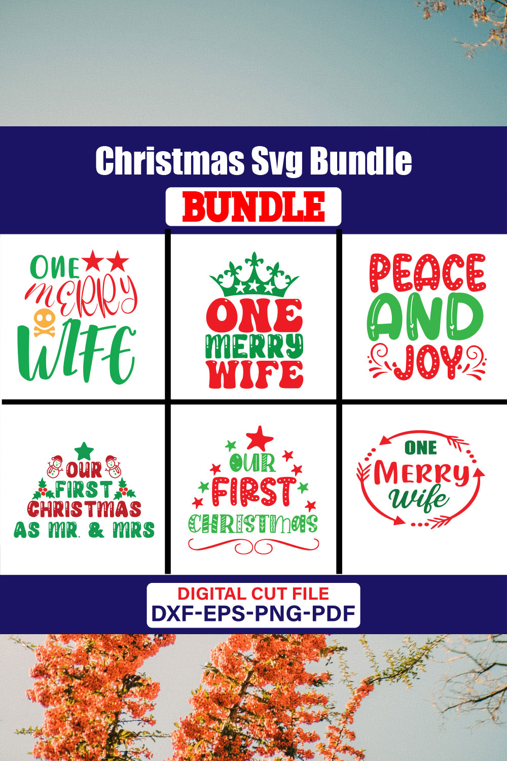 Christmas T-shirt Design Bundle Vol-66 pinterest preview image.