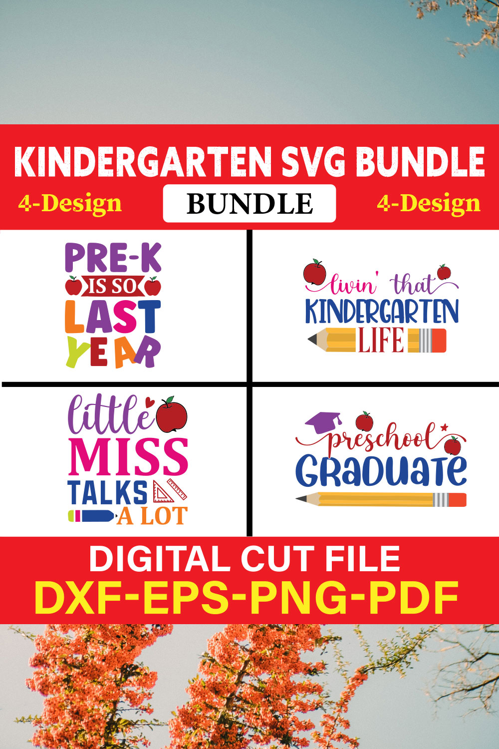 Kindergarten T-shirt Design Bundle Vol-9 pinterest preview image.