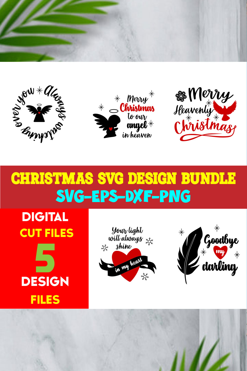 Christmas T-shirt Design SVG Bundle Free Volume-63 pinterest preview image.