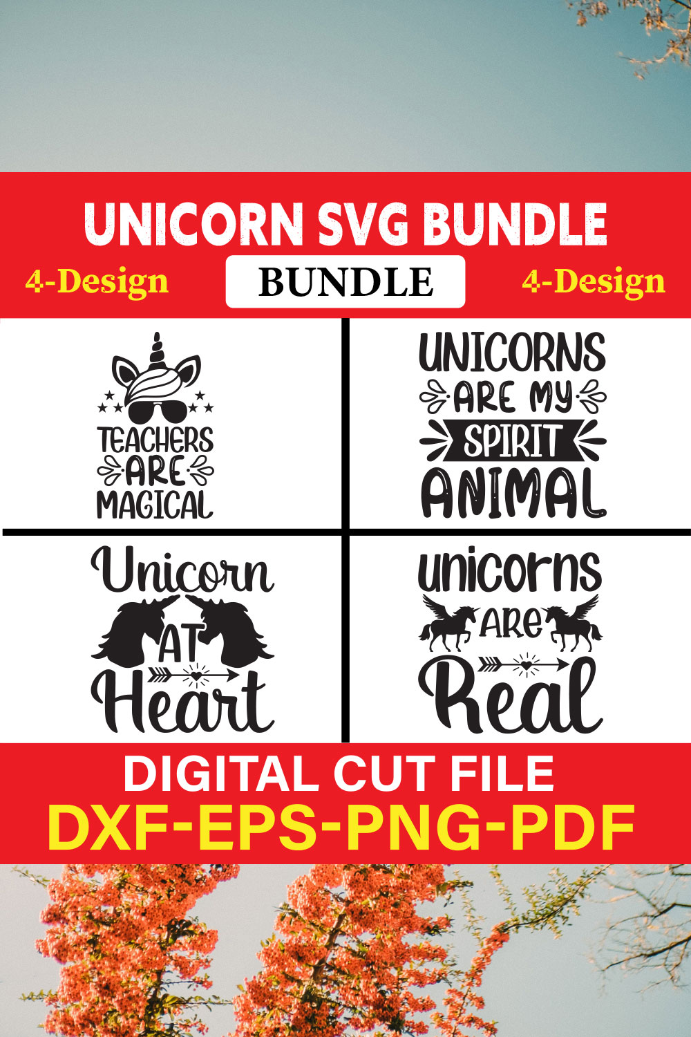 Unicorn T-shirt Design Bundle Vol-5 pinterest preview image.