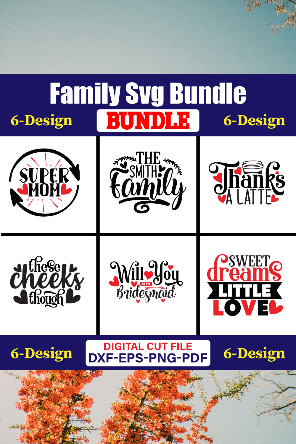 Family SVG T-shirt Design Bundle Vol-08 pinterest preview image.