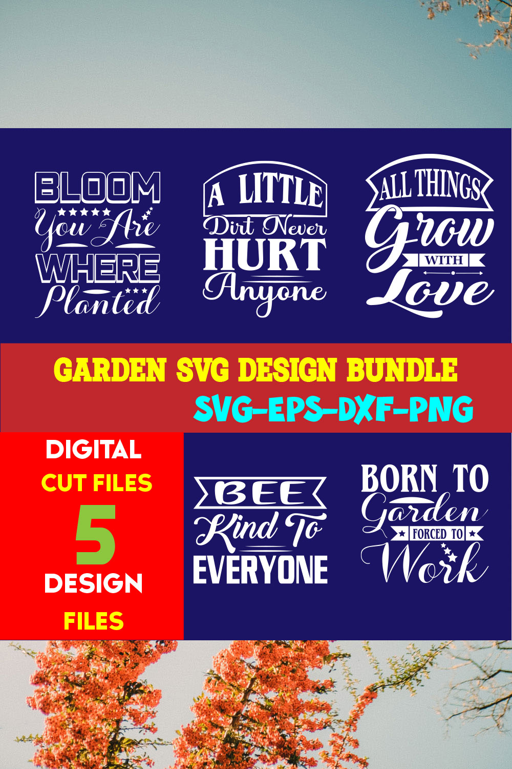 Garden T-shirt Design Bundle Volume-01 pinterest preview image.