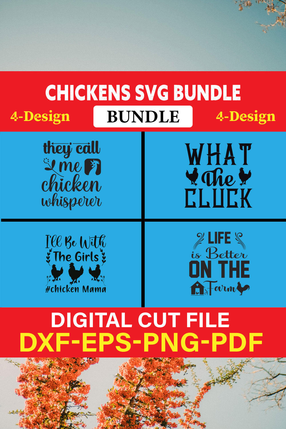 Chickens T-shirt Design Bundle Vol-2 pinterest preview image.