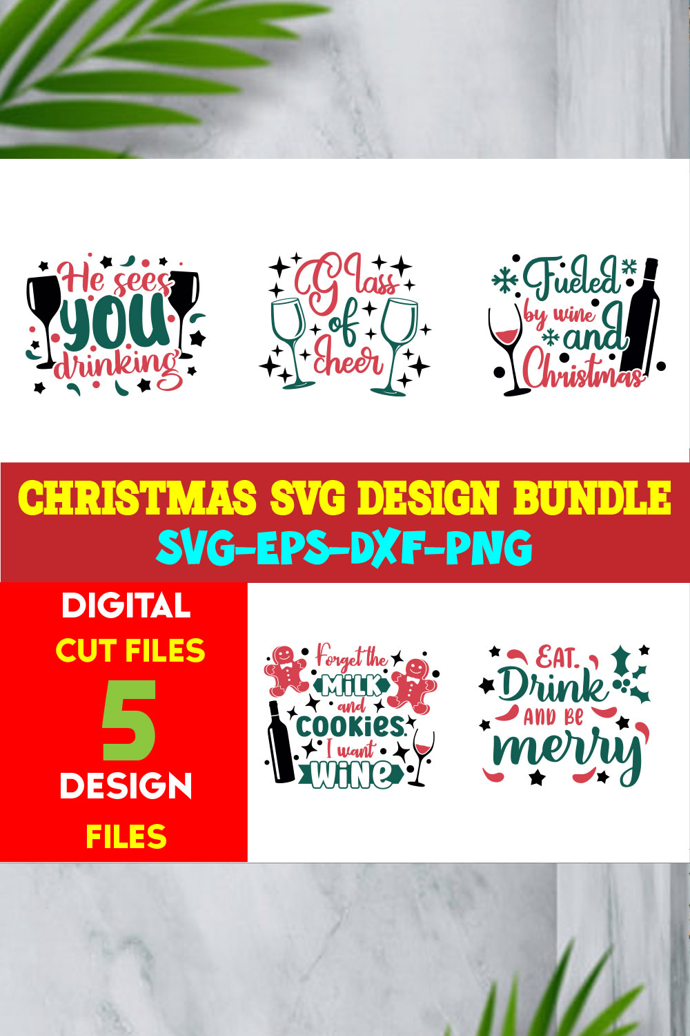 Christmas T-shirt Design SVG Bundle Free Volume-72 pinterest preview image.