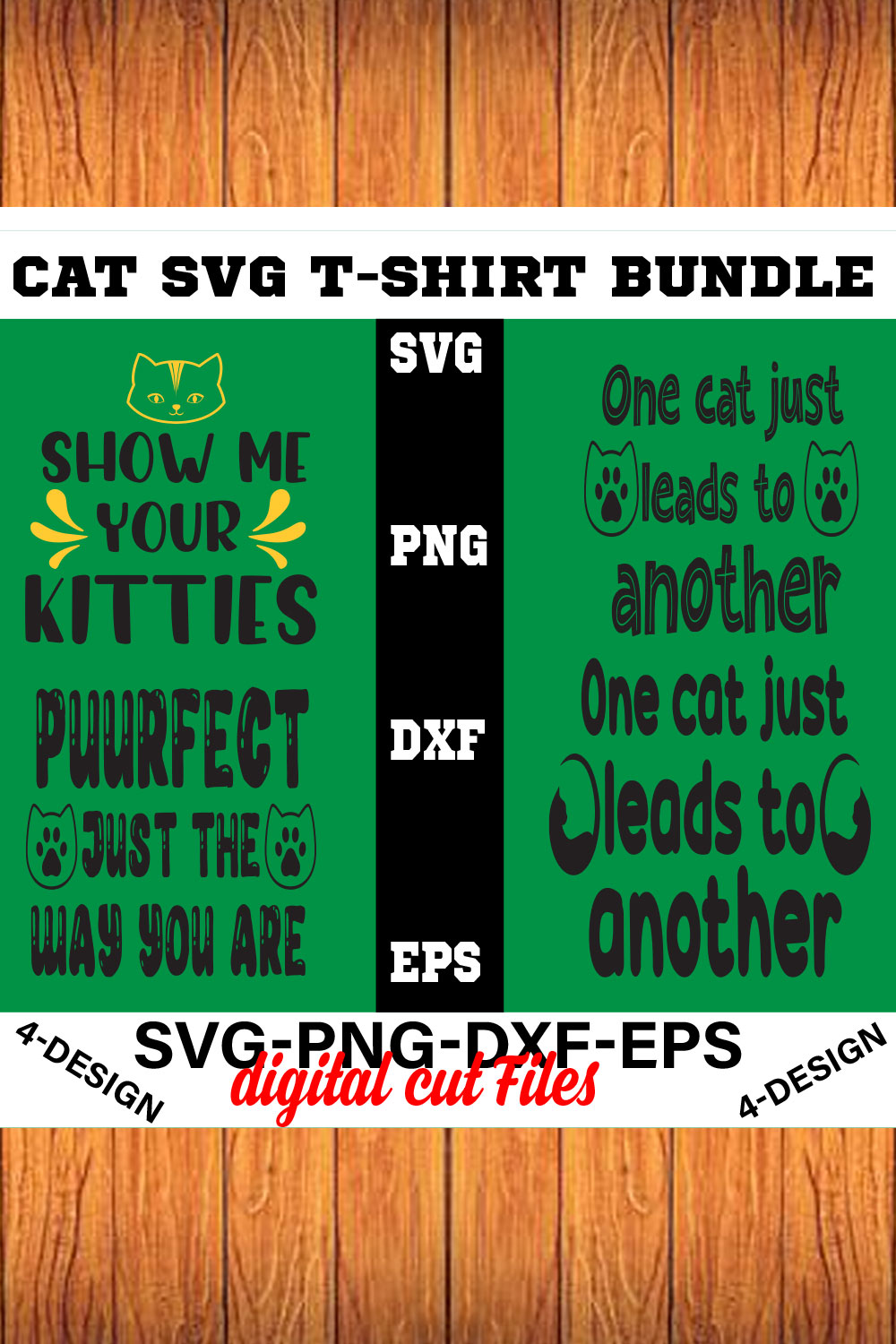 Cat SVG T-shirt Design BundleVolume-04 pinterest preview image.