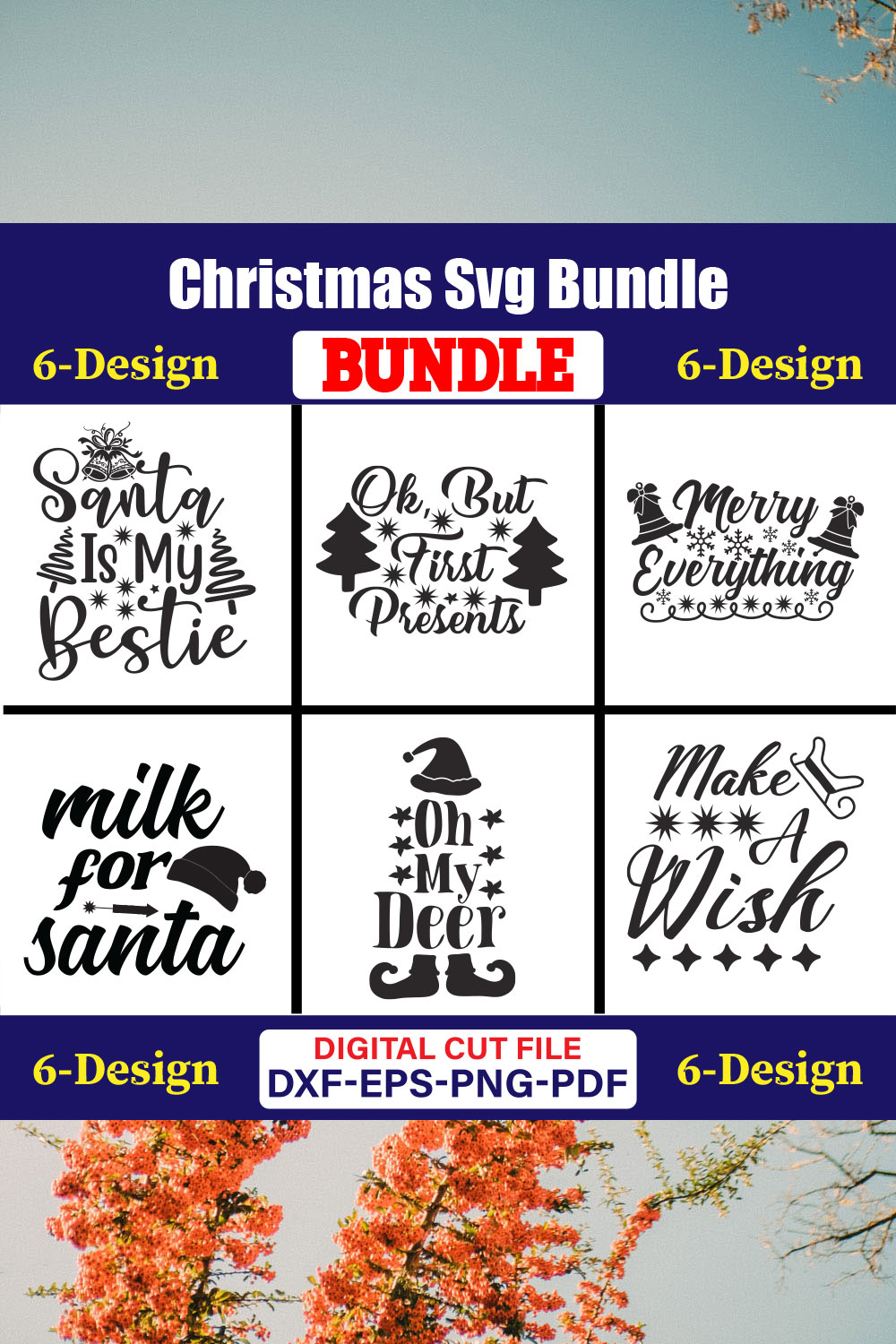 Christmas T-shirt Design Bundle Vol-64 pinterest preview image.