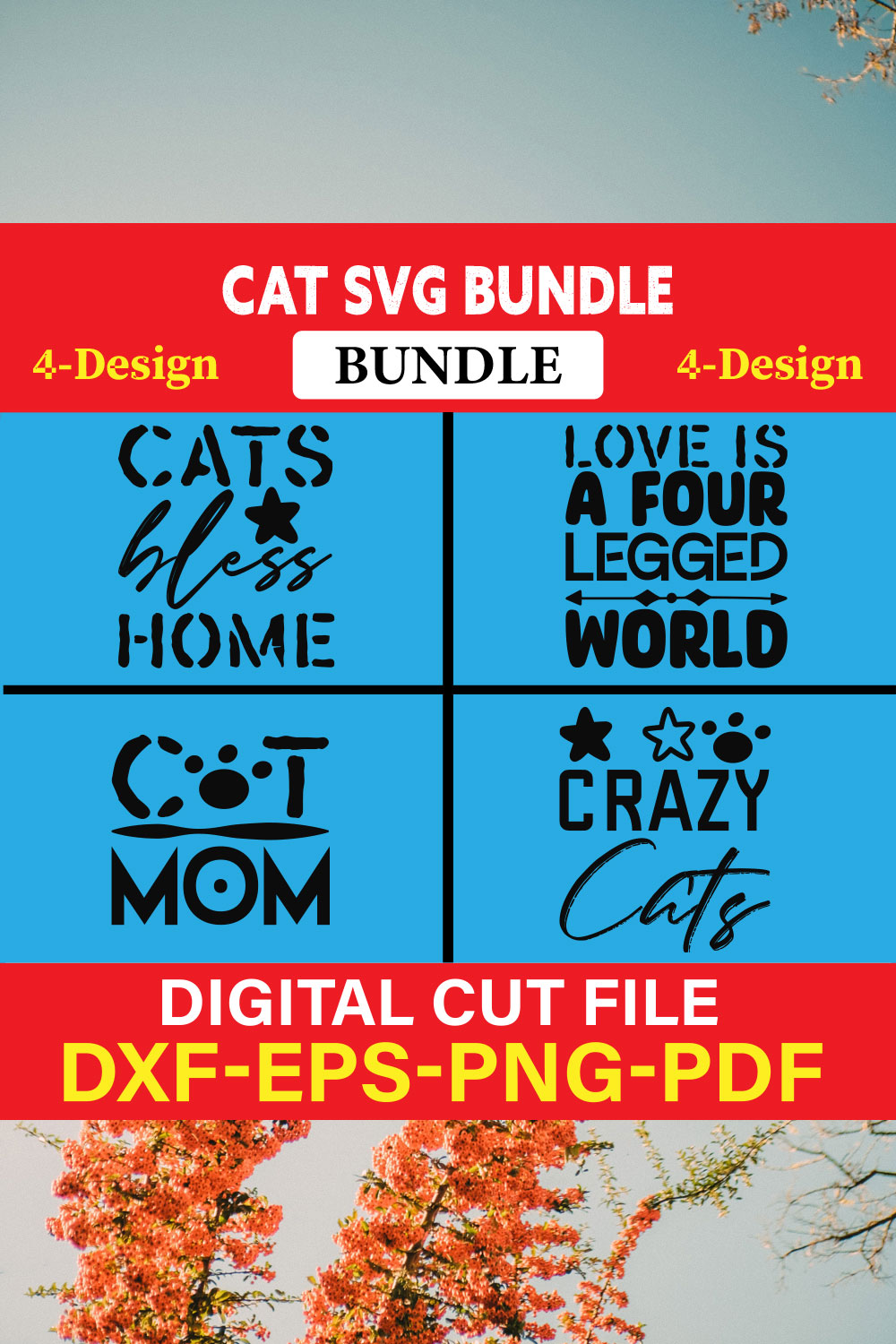 Cat T-shirt Design Bundle Vol-6 pinterest preview image.