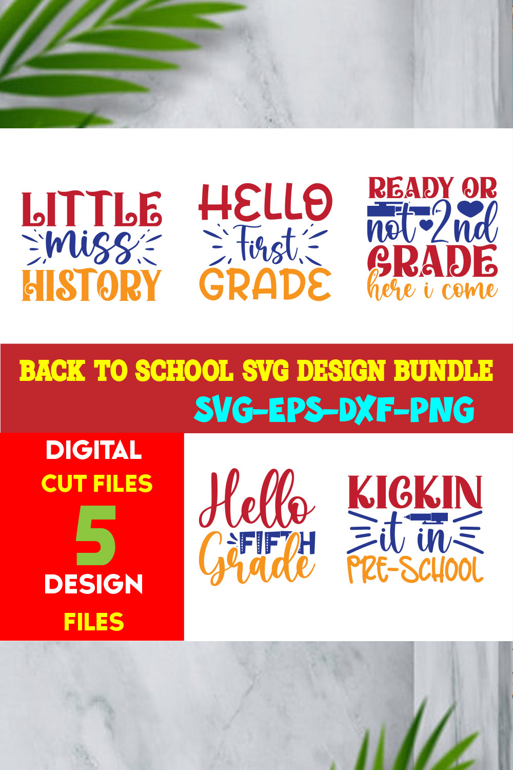 Back To School T-shirt Design Bundle Volume-06 pinterest preview image.