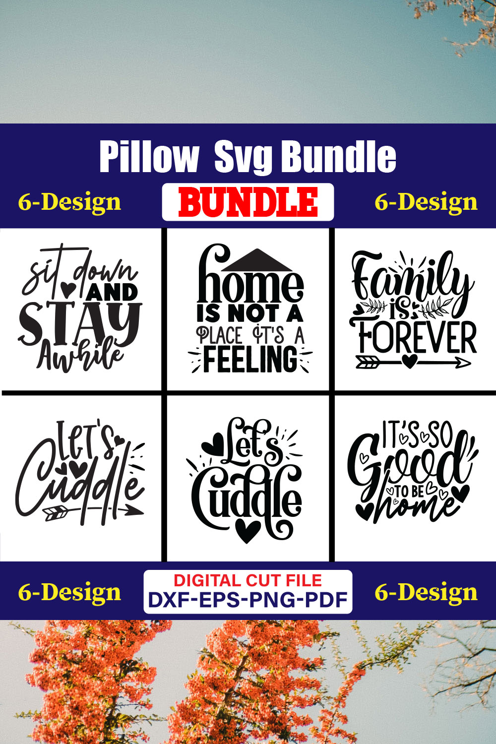 Pillow SVG T-shirt Design Bundle Vol-02 pinterest preview image.