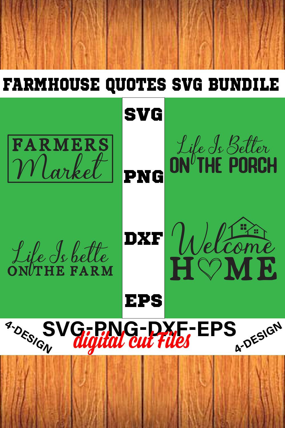 Farmhouse Quotes Svg Bundle Vol-01 pinterest preview image.