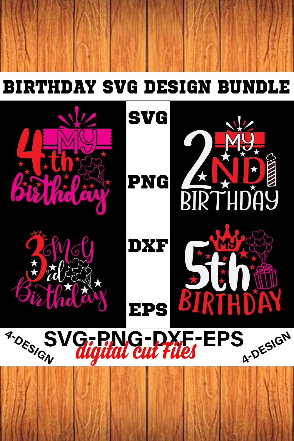 birthday svg design bundle Happy birthday svg bundle hand lettered birthday svg birthday party svg Volume-25 pinterest preview image.