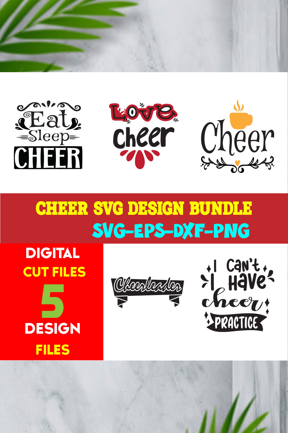 Cheer T-shirt Design Bundle Volume-03 pinterest preview image.