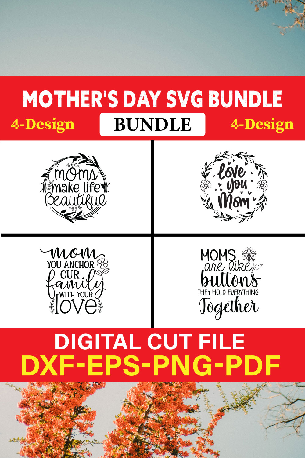 Mother's Day SVG T-shirt Design Bundle Vol-11 pinterest preview image.