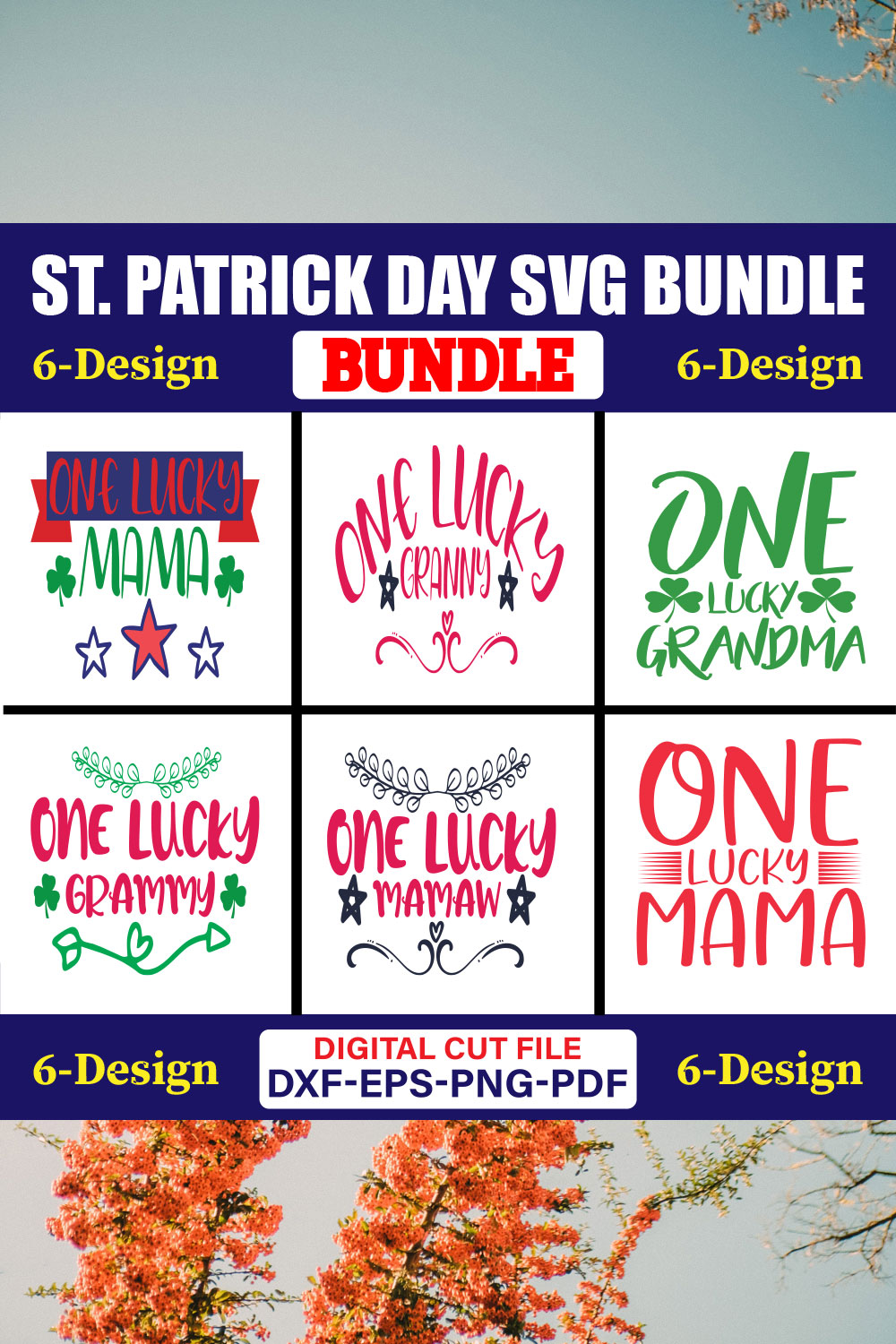 St Patrick Day SVG T-shirt Design Bundle Vol-27 pinterest preview image.