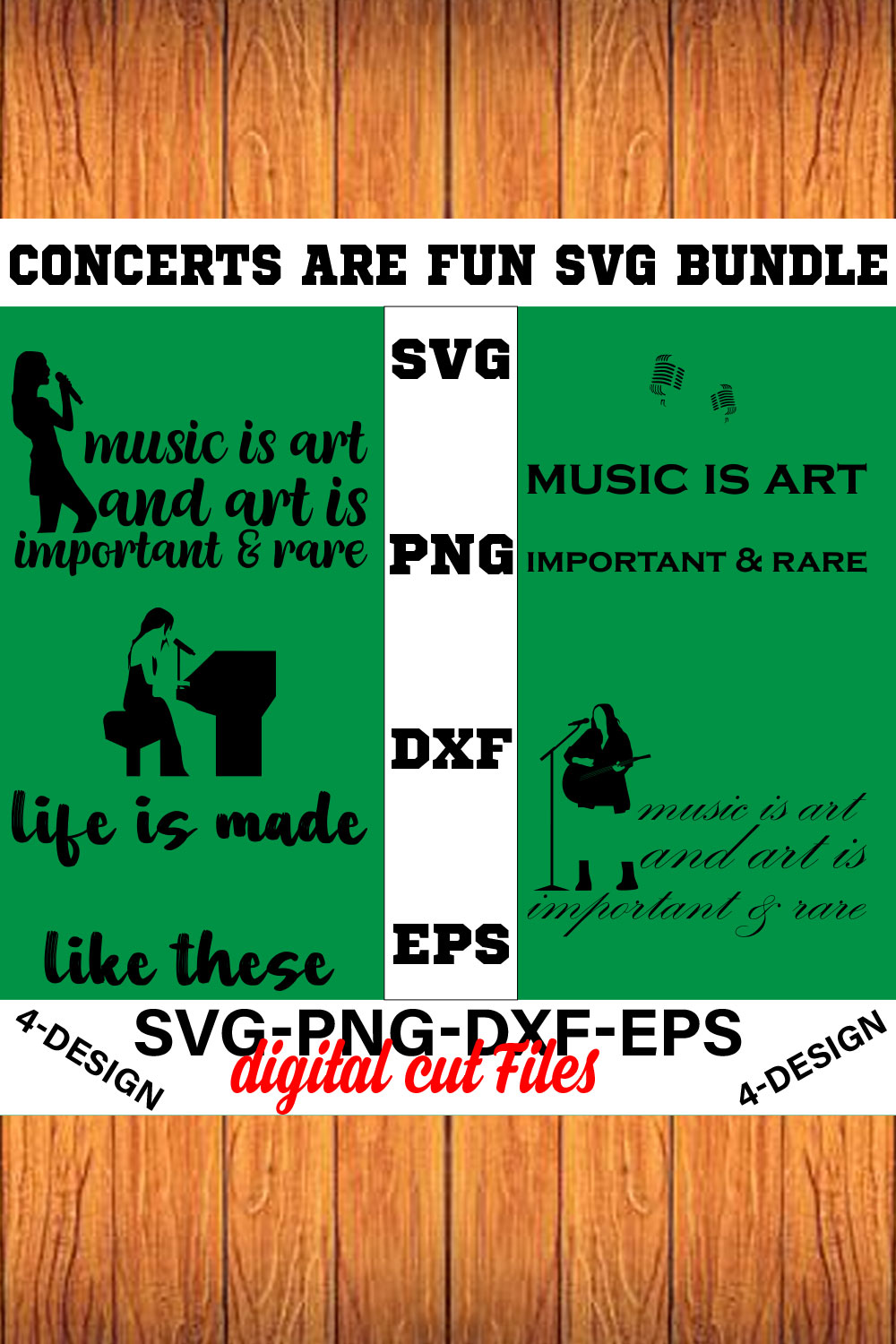 Concerts are Fun SVG T-shirt Design Bundle Volume-08 pinterest preview image.
