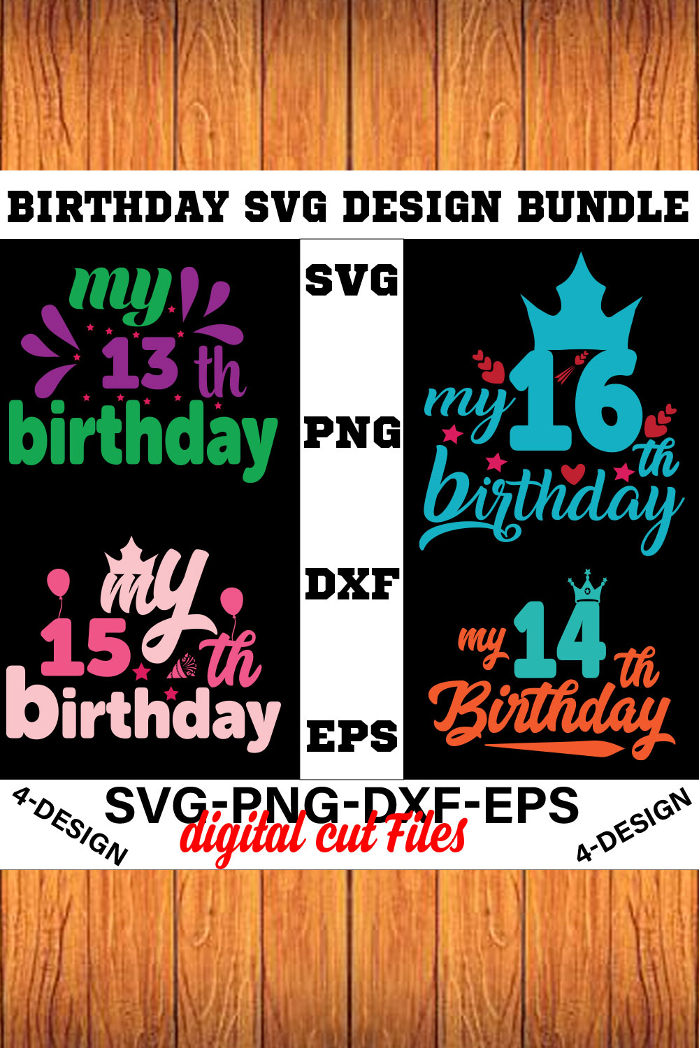 birthday svg design bundle Happy birthday svg bundle hand lettered birthday svg birthday party svg Volume-20 pinterest preview image.