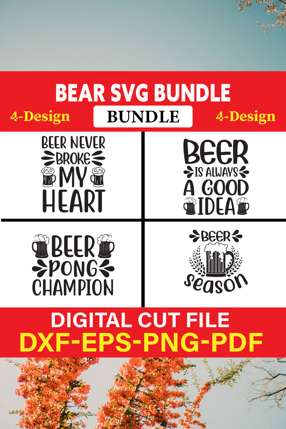 Bear T-shirt Design Bundle Vol-1 pinterest preview image.