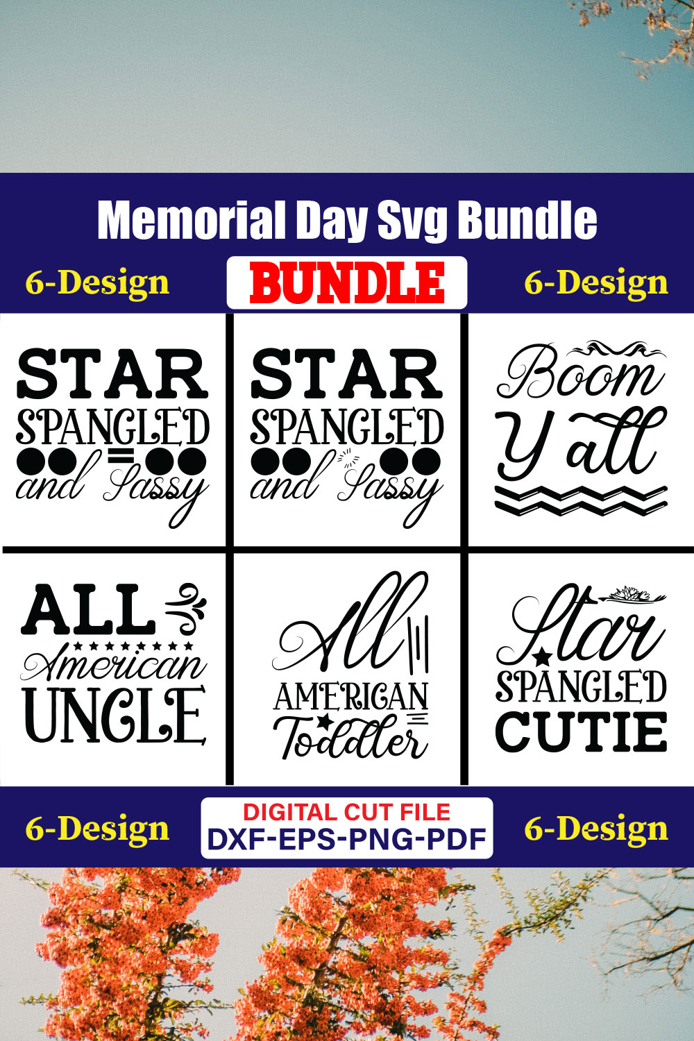 Memorial Day T-shirt Design Bundle Vol-02 pinterest preview image.