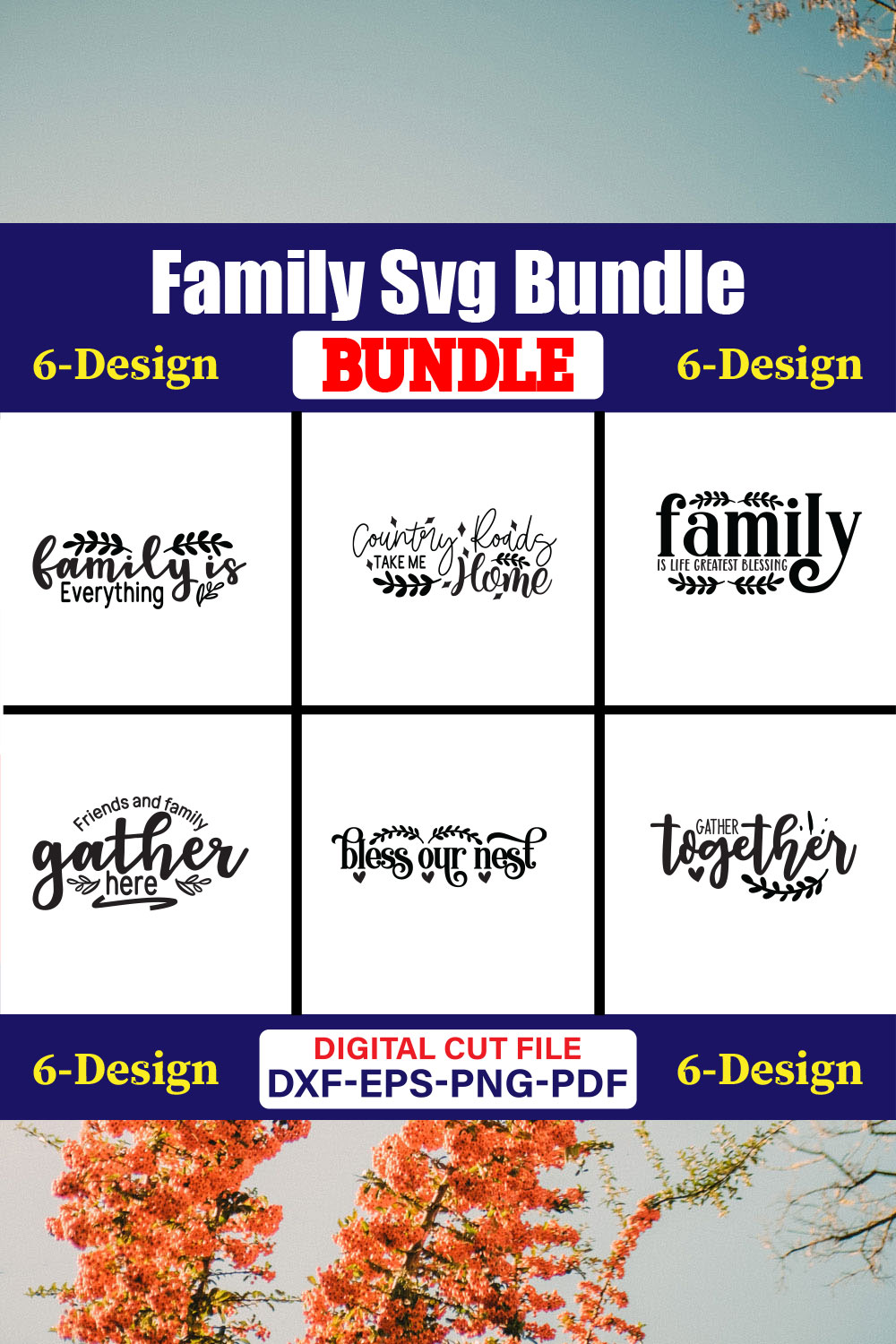 Family SVG T-shirt Design Bundle Vol-04 pinterest preview image.